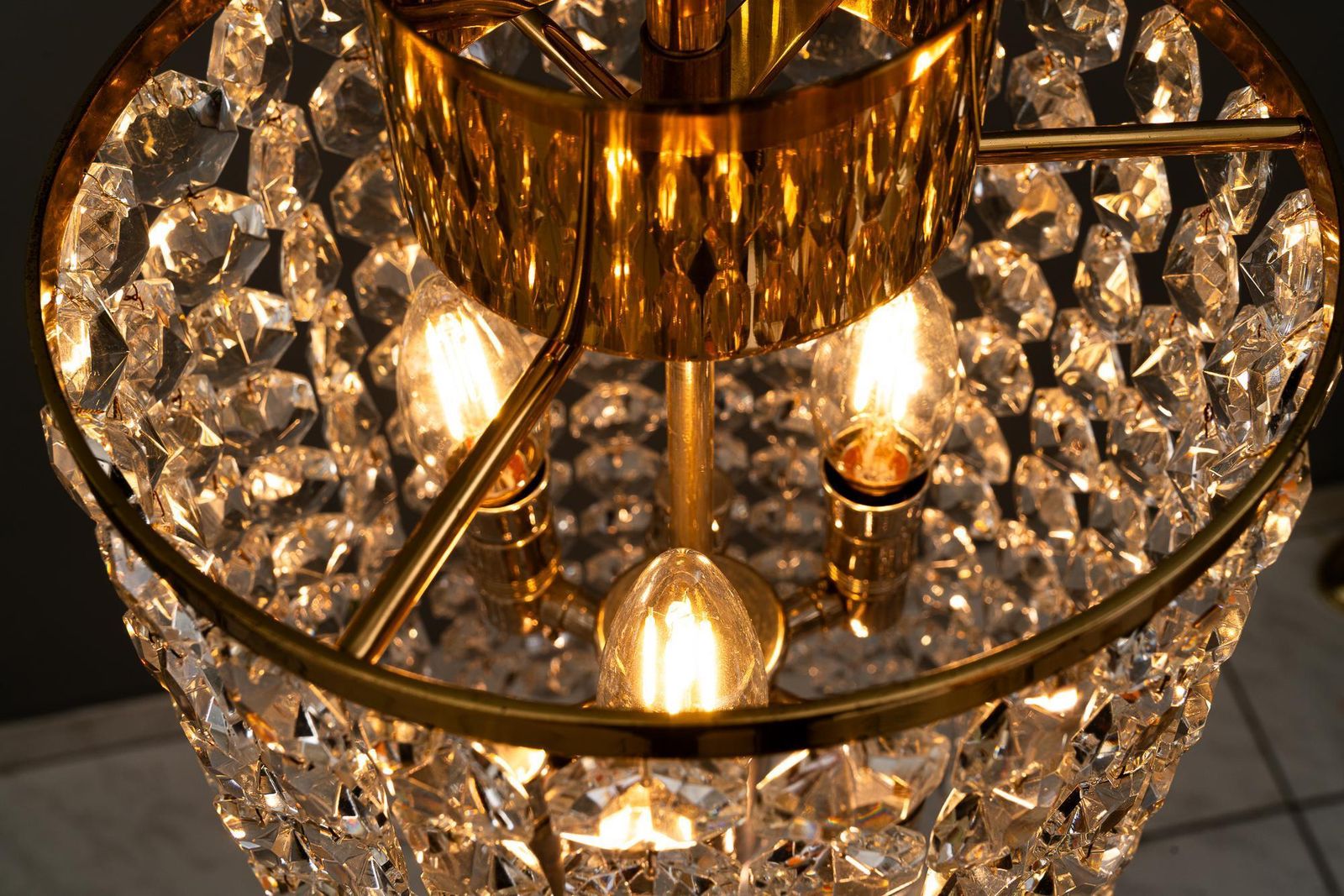 photo vintage Bakalowits Crystal And Brass Chandelier Vienna Around 1950s