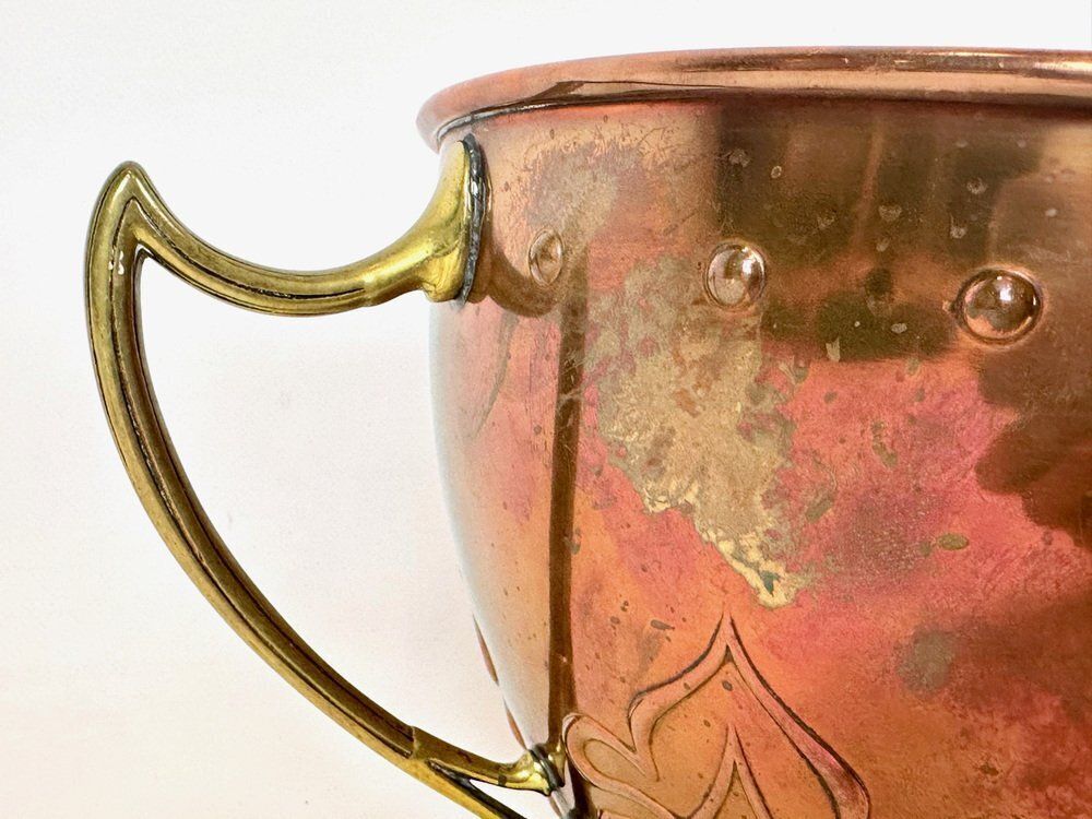 photo for sale Large Art Nouveau Copper And Brass Champagne Cooler Bowl From Wmf, 1900s