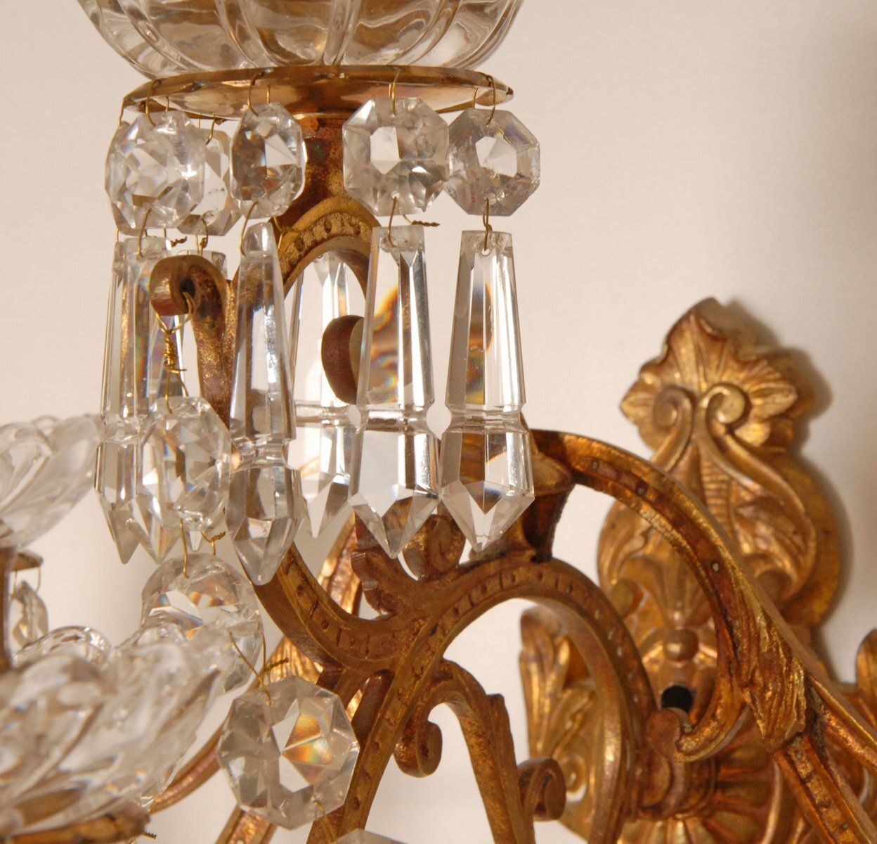 photo furniture Antique French Crystal 4 Light Wall Sconces In The Style Of Baccarat, Set Of 2