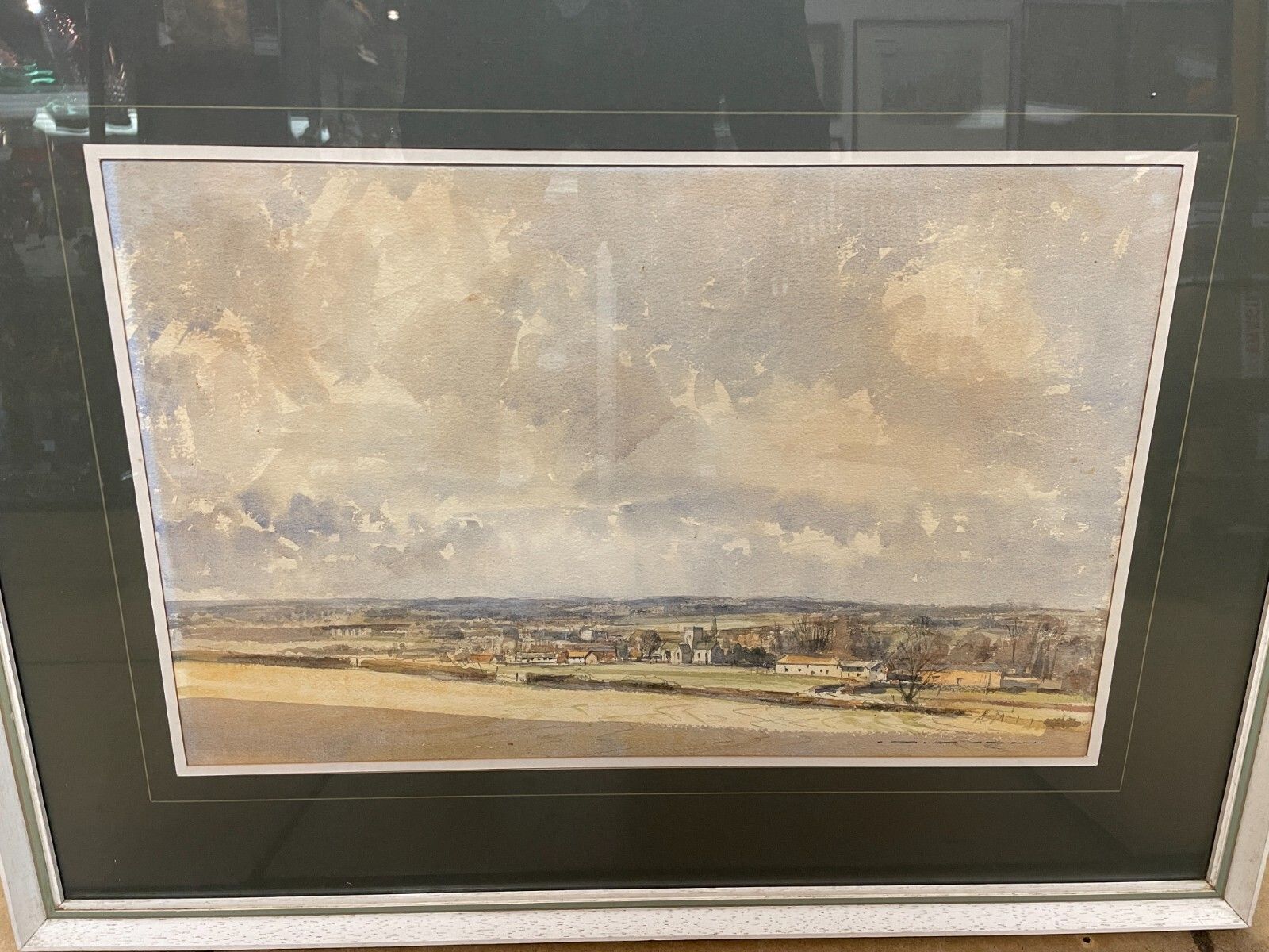 Original David Green Watercolour Painting. Looking Towards Bletsoe, Bedfordshire photo for sale
