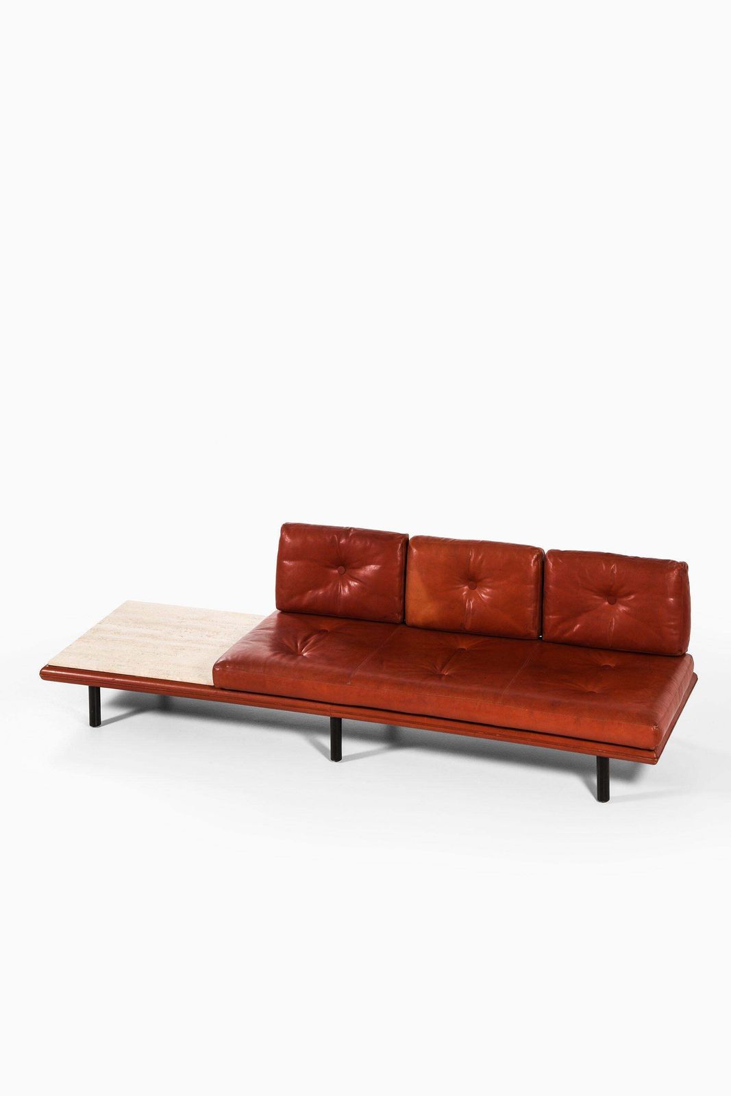 Large Sofa With Table In Leather And Lacquered Wood By Franz Köttgen, 1964 photo furniture
