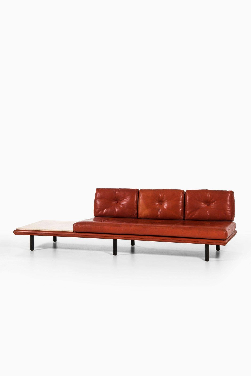 Large Sofa With Table In Leather And Lacquered Wood By Franz Köttgen, 1964 photo for sale