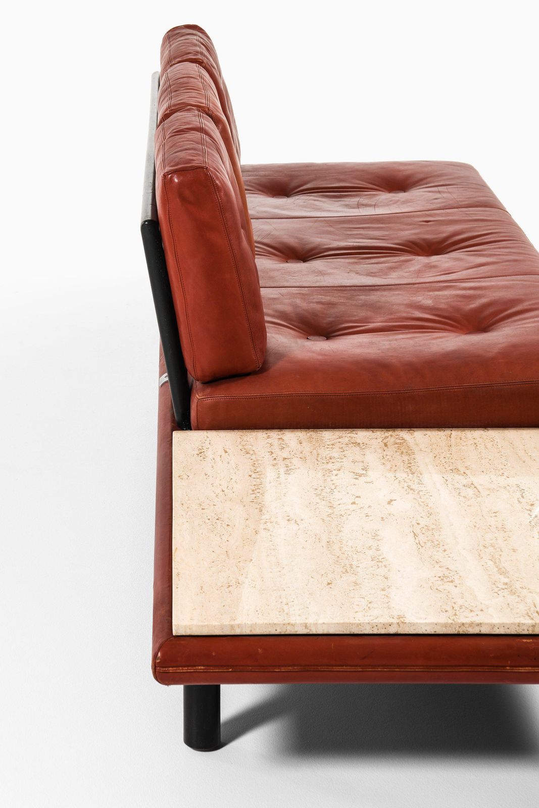 Large Sofa With Table In Leather And Lacquered Wood By Franz Köttgen, 1964 photo Furniture