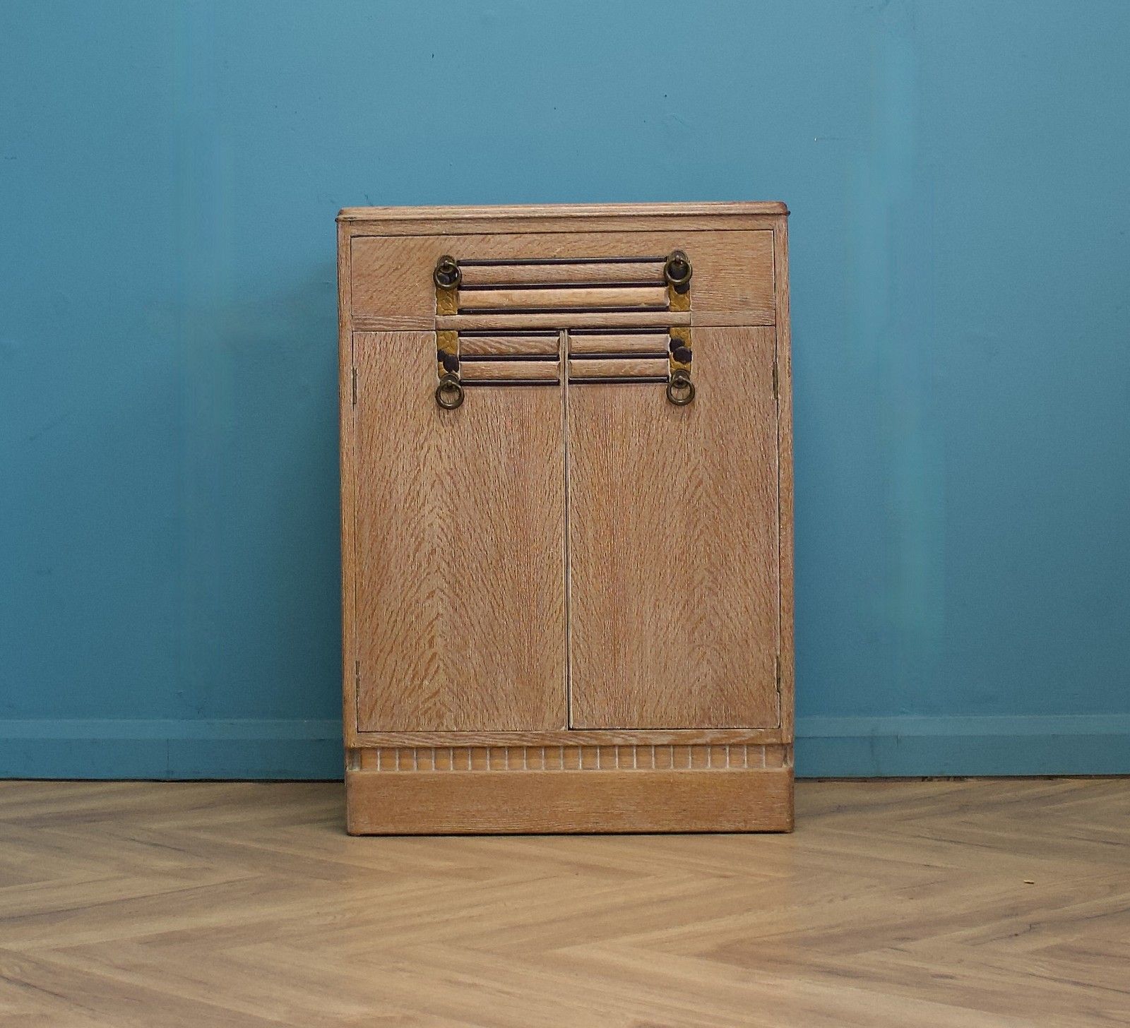 Vintage Art Deco Limed Oak Tallboy Chest, 1930s, #1657