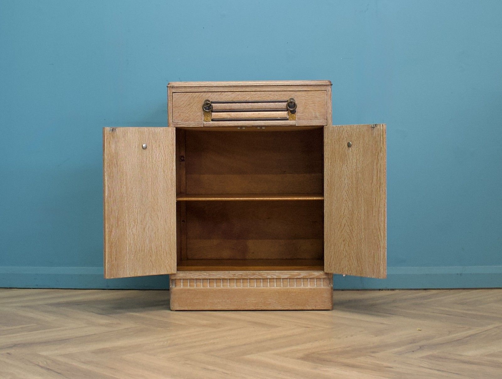 Vintage Art Deco Limed Oak Tallboy Chest, 1930s, #1657 photo Furniture