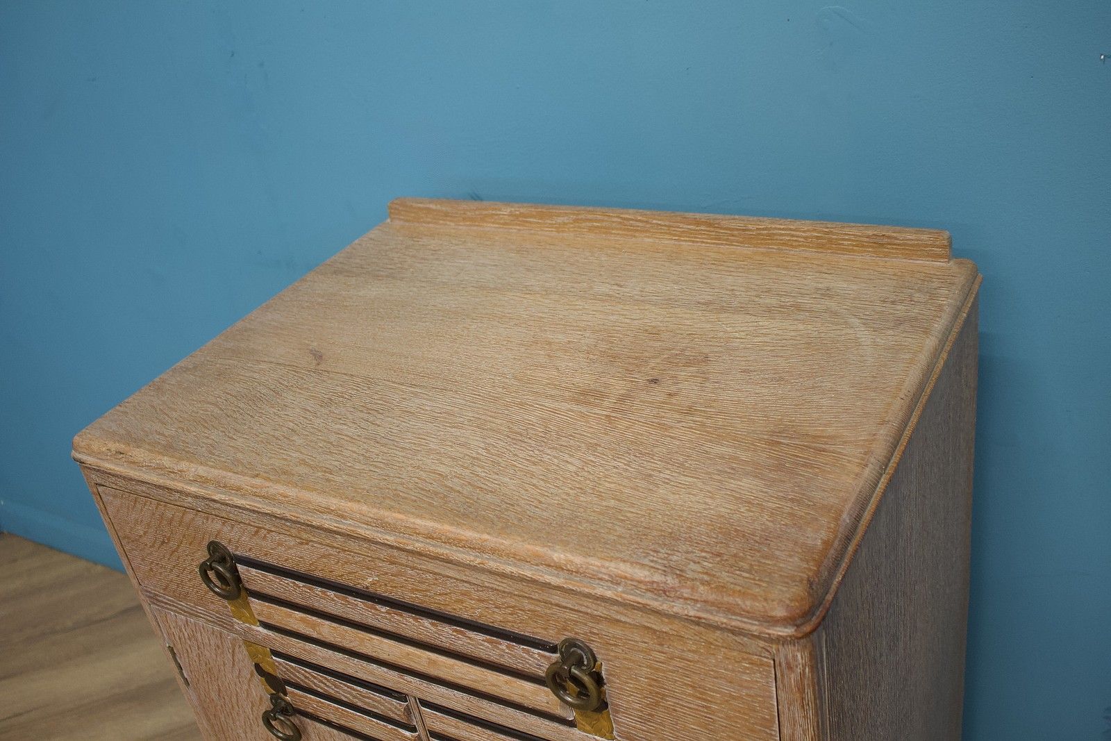 photo furniture Vintage Art Deco Limed Oak Tallboy Chest, 1930s, #1657