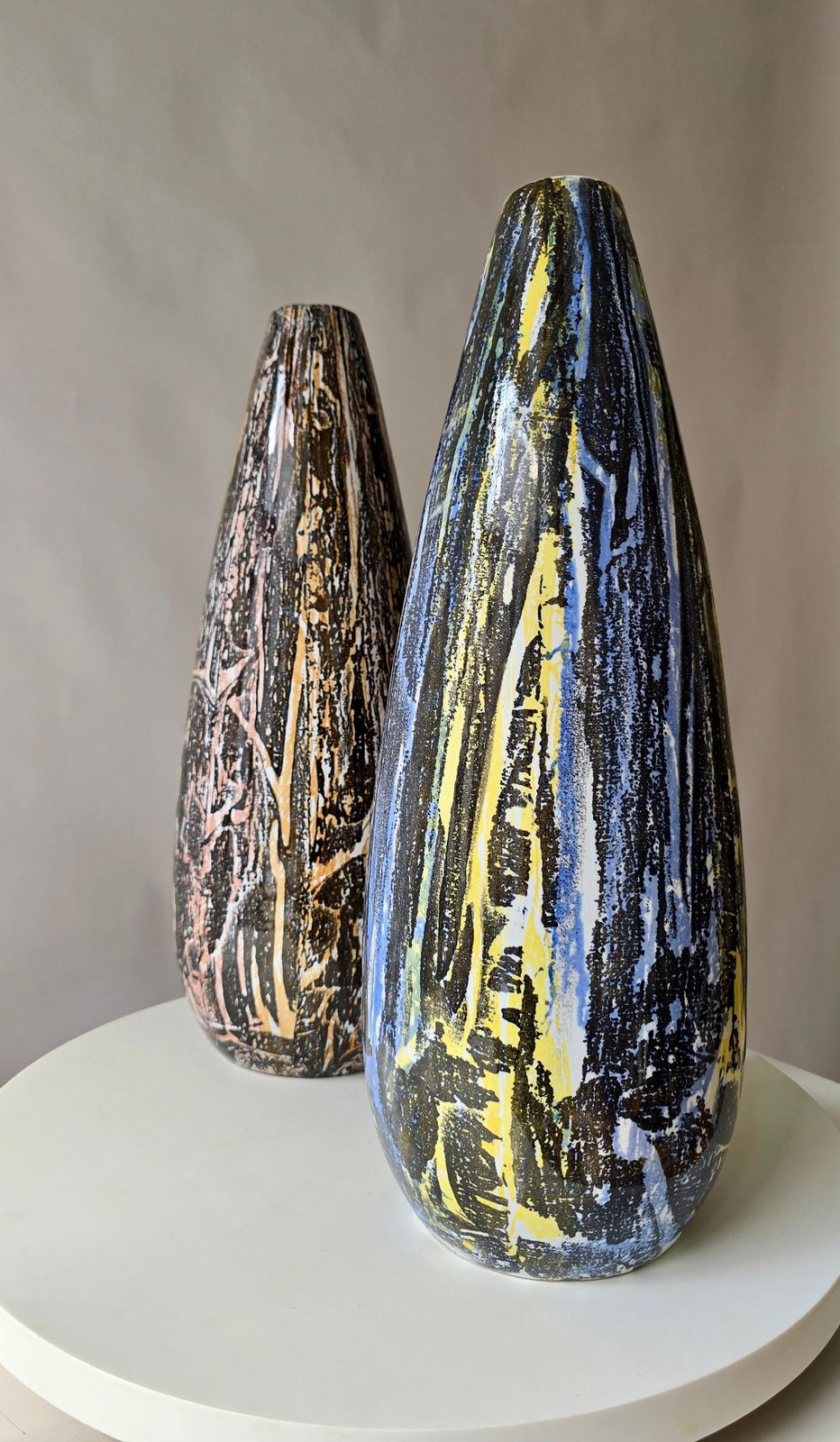 Pair Of Large Handcrafted Ceramic Vases, Yugoslavia, 1960s Mid Century Modern photo for sale