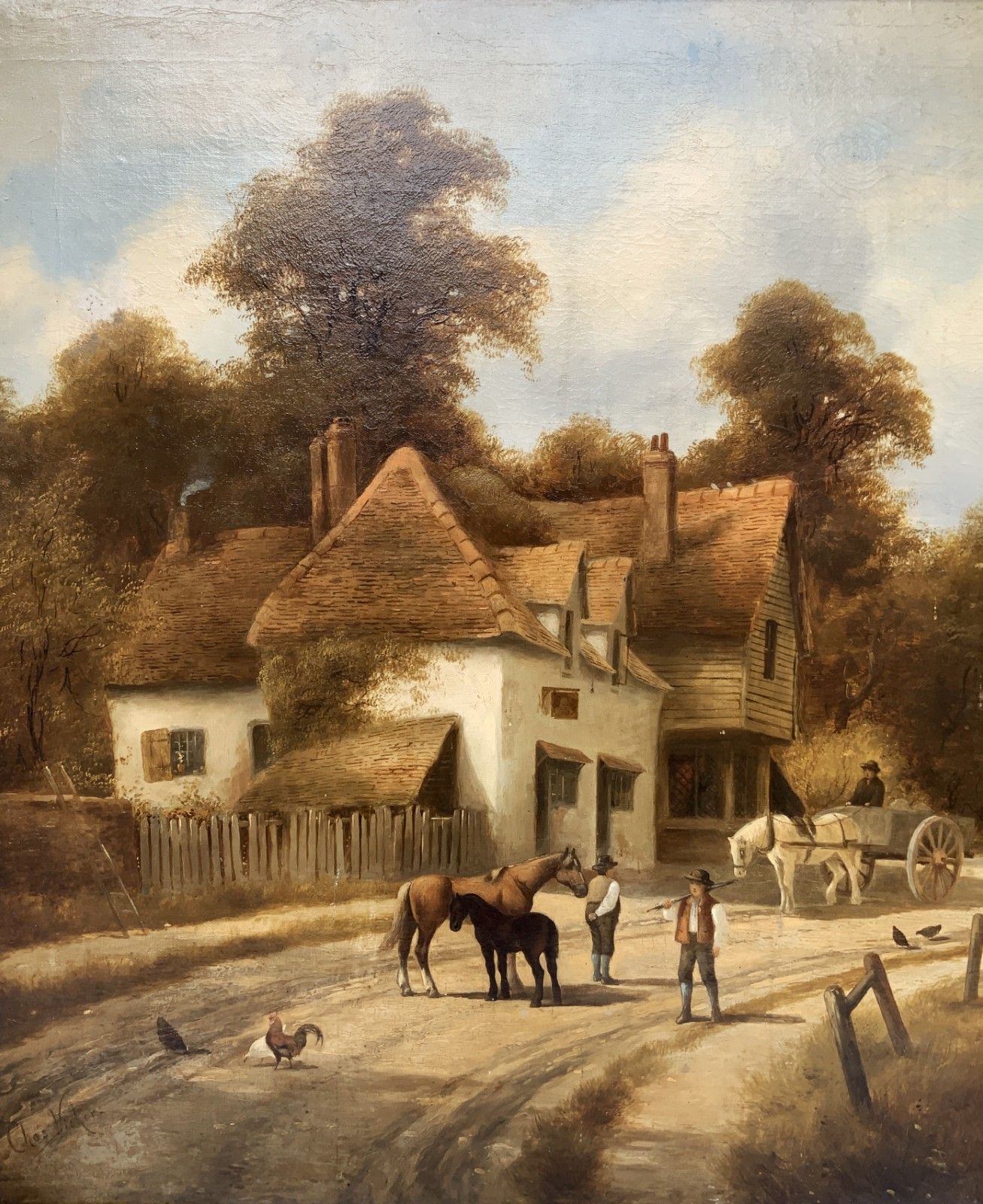 Charles Vickers (1821 1895) Large Beautiful Farming Landscape Oil Painting photo 599.0