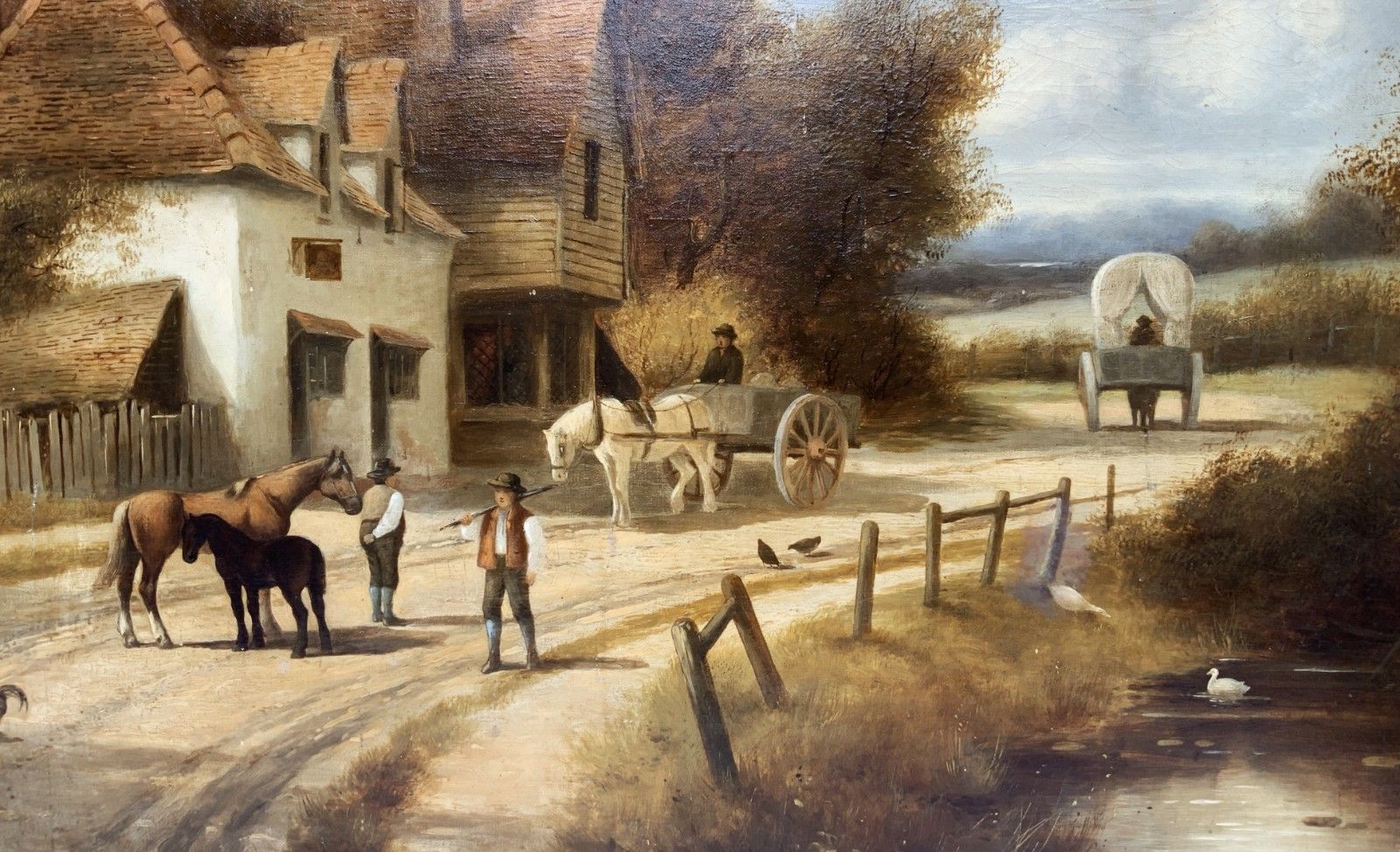 photo vinterior Charles Vickers (1821 1895) Large Beautiful Farming Landscape Oil Painting