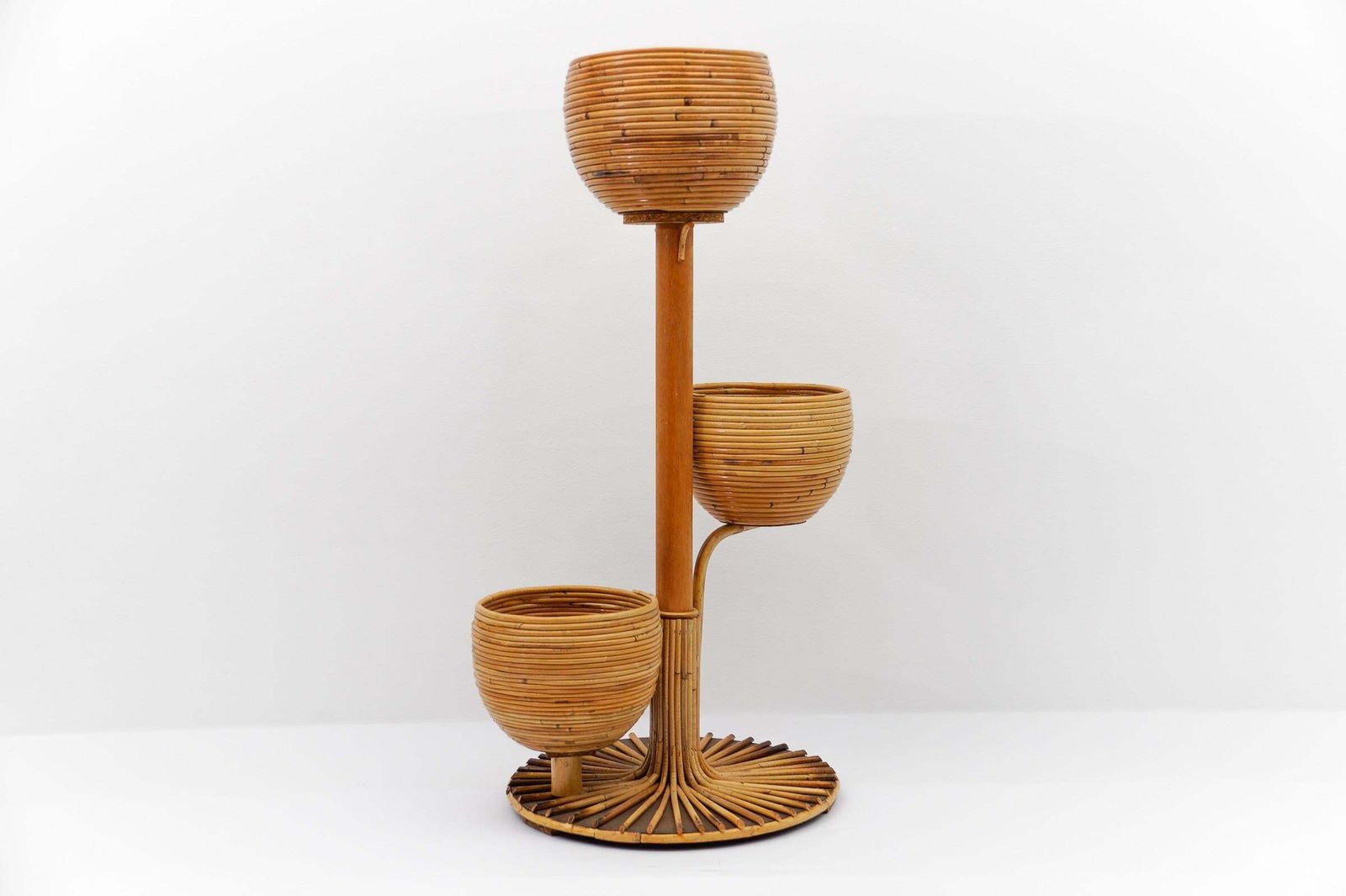 Italian Bamboo And Rattan Flower Stand Or Plant Holder, 1950s photo furniture