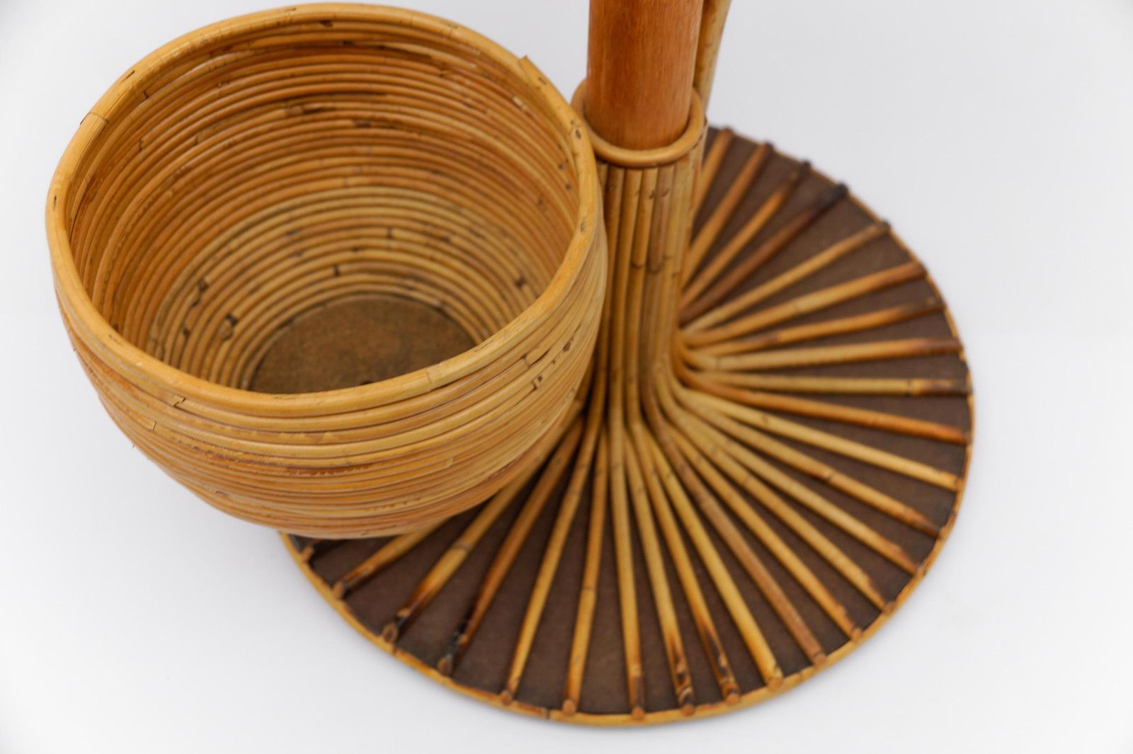 Italian Bamboo And Rattan Flower Stand Or Plant Holder, 1950s photo vintage