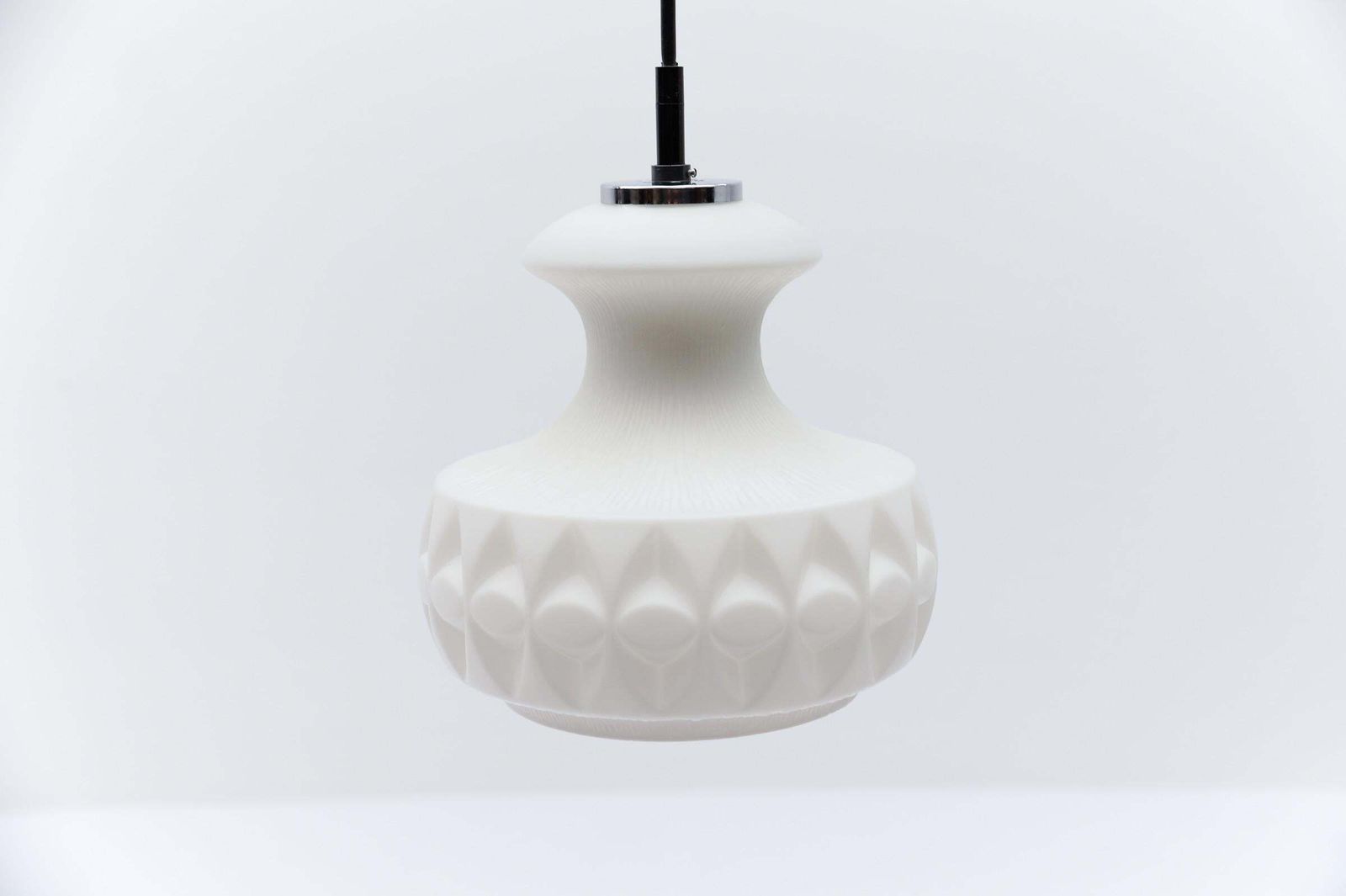 photo furniture Lovely White 3d Glass Ceiling Lamp By Peill & Putzler, 1960s