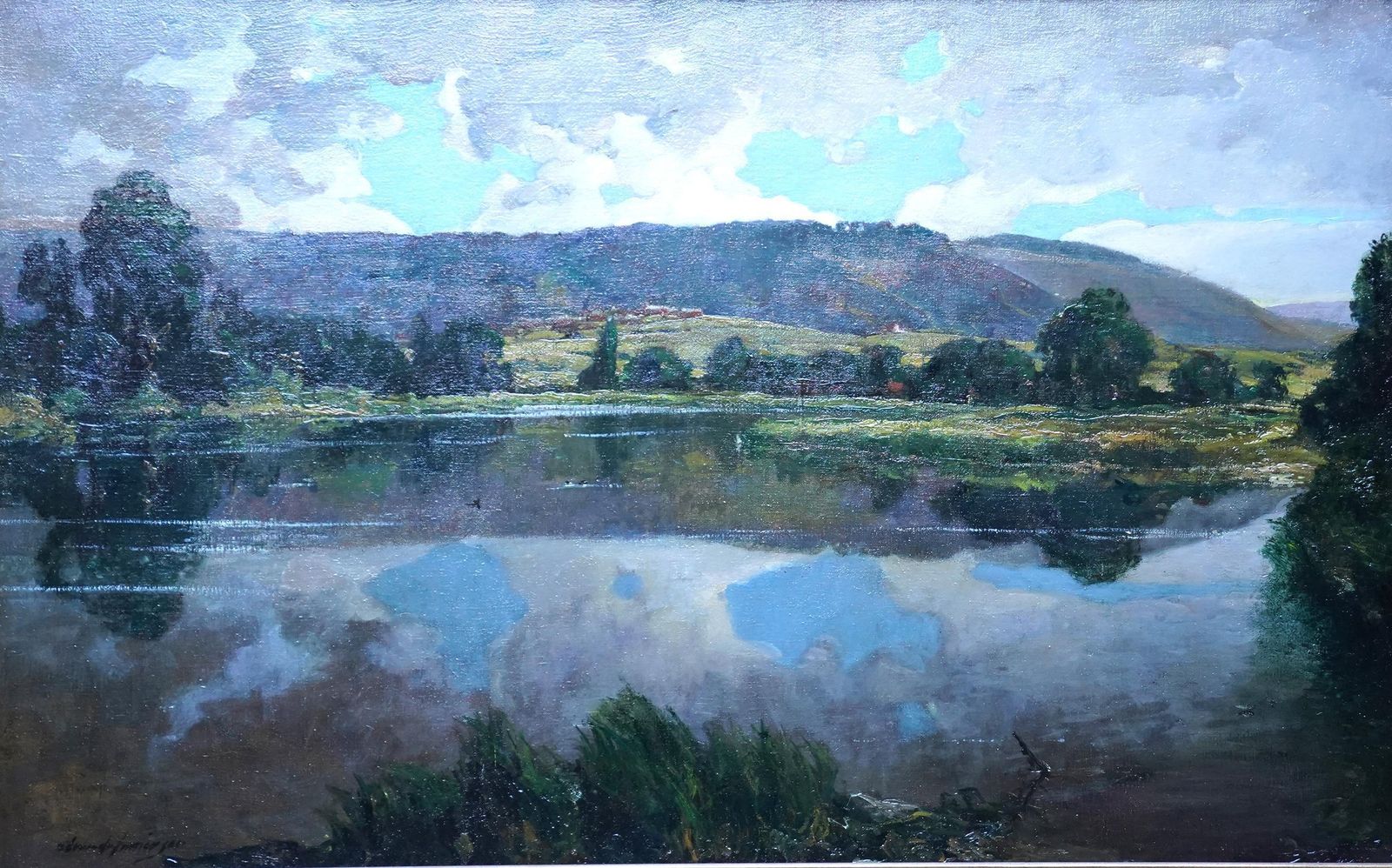 Alexander Jamieson Evening On The Lake   Scottish Edwardian Impressionist Landscape Oil Paintingcirca 1910 photo furniture