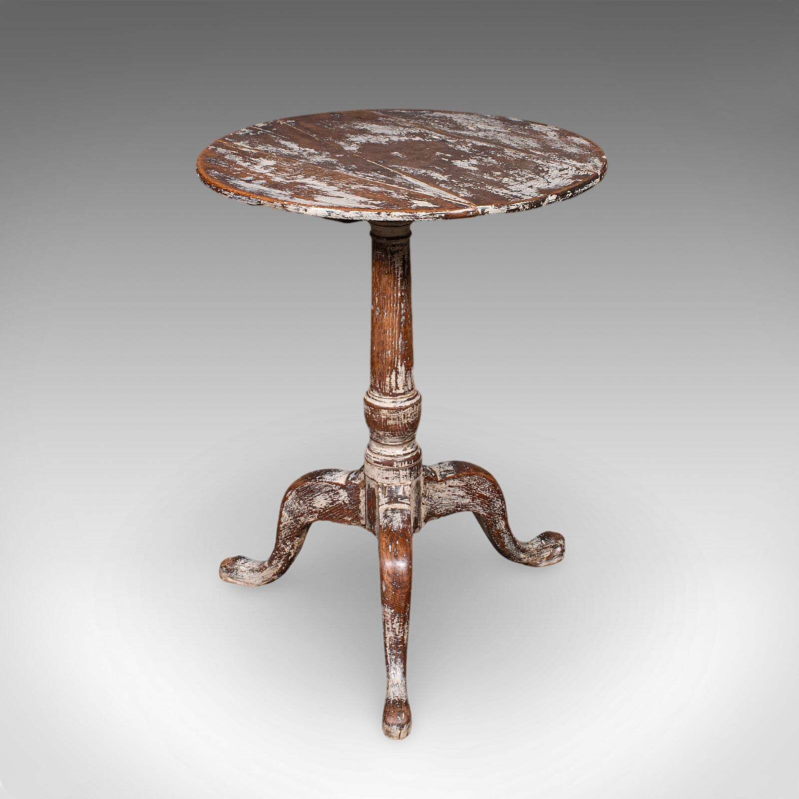Antique Pedestal Table, Painted Oak, Side, Lamp, Planter Stand, Georgian, C.1750 photo Furniture