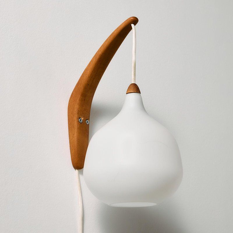 Teak And Glass Wall Lamp By Uno And östen Kristiansson For Luxus photo Lighting