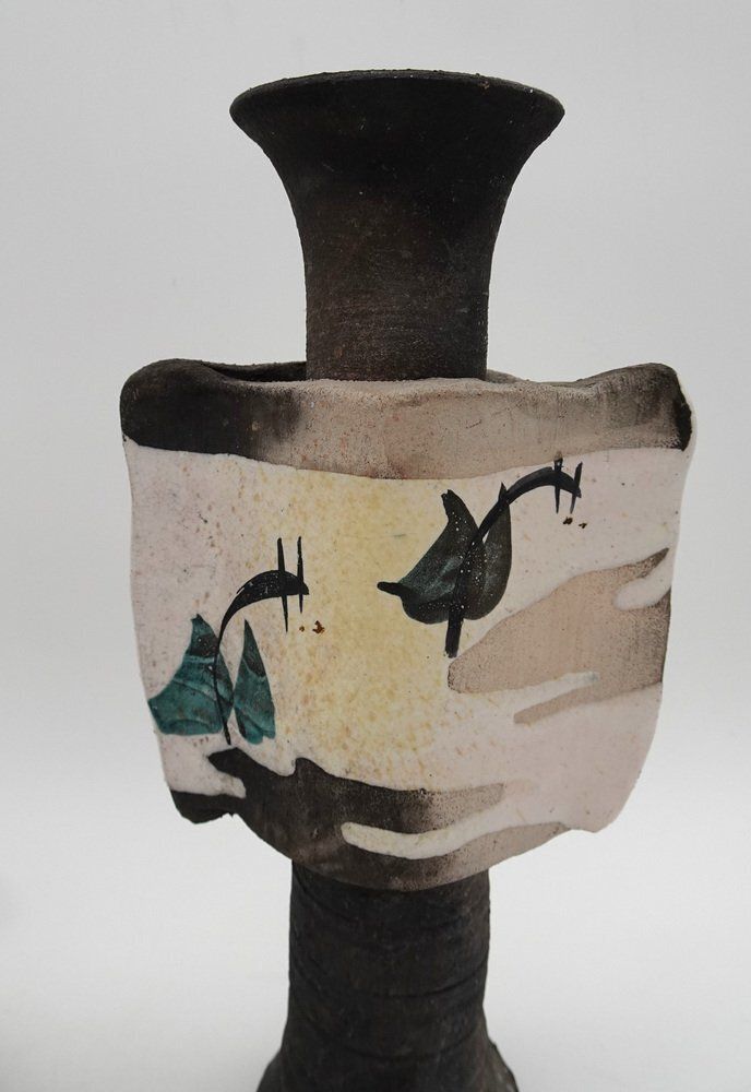 photo vinterior Mid Century Brutalist Ceramic Vases Or Candleholders, 1980s, Set Of 2