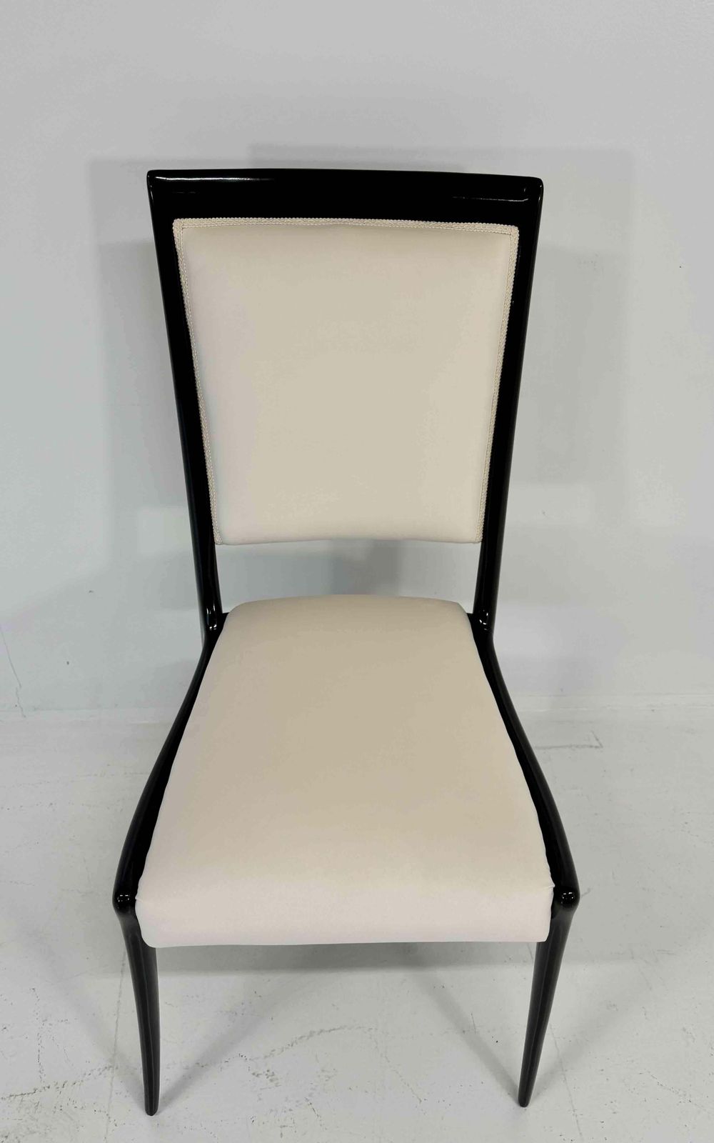 Set Of 6 Italian Chairs, 1950s, Black Lacquered And Cream Velvet, Attr. V. Dassi photo Furniture