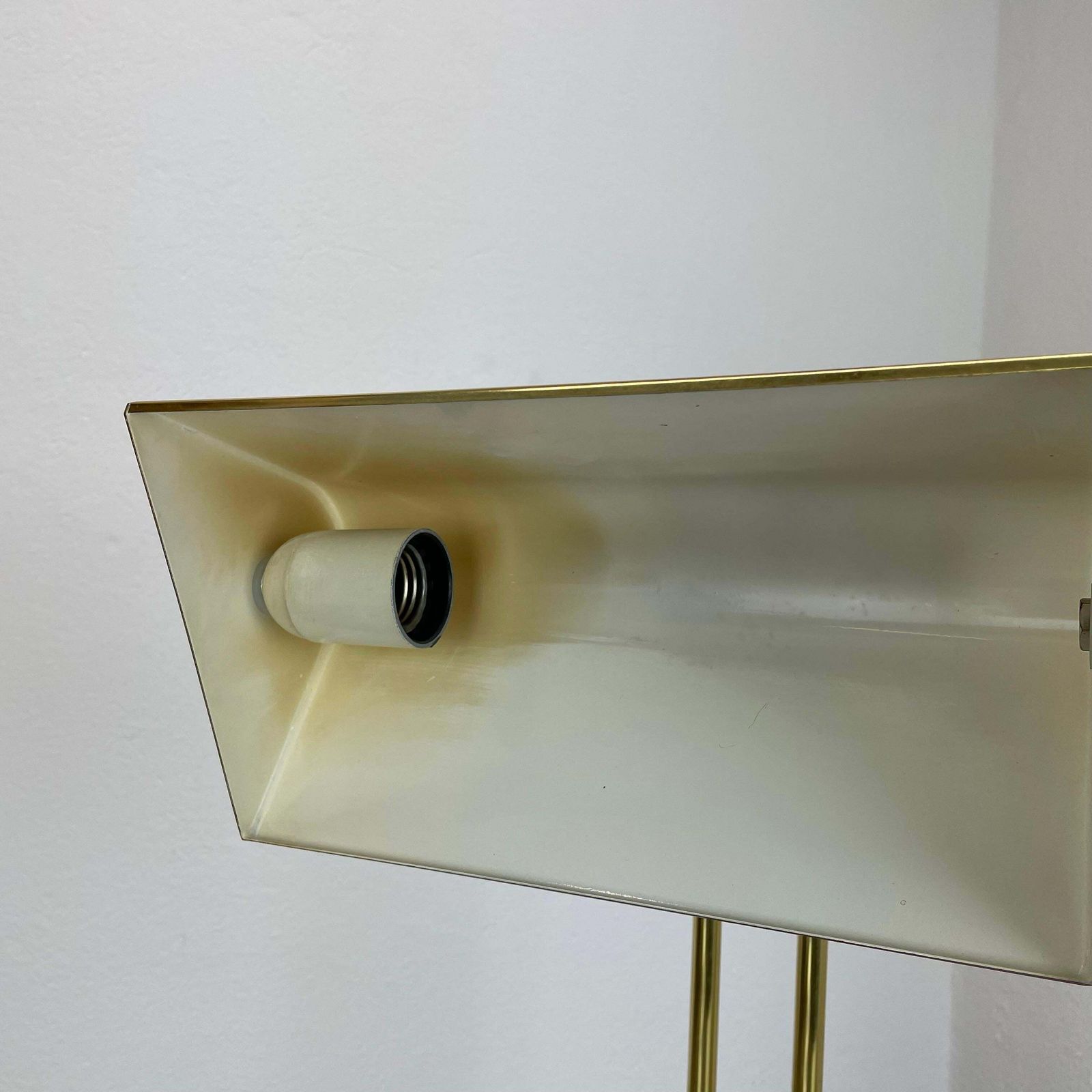 Modernist Travertine And Brass Table Light By Hillebrand Leuchten, Germany, 1980 photo vinterior