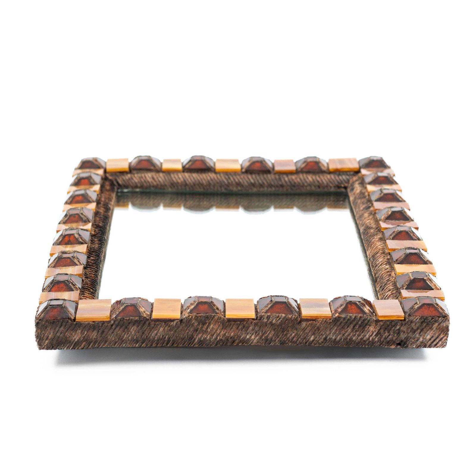 French Mid Centruy Resin Glass Mosaic Mirror In The Style Of Line Vautrin 1960s photo for sale