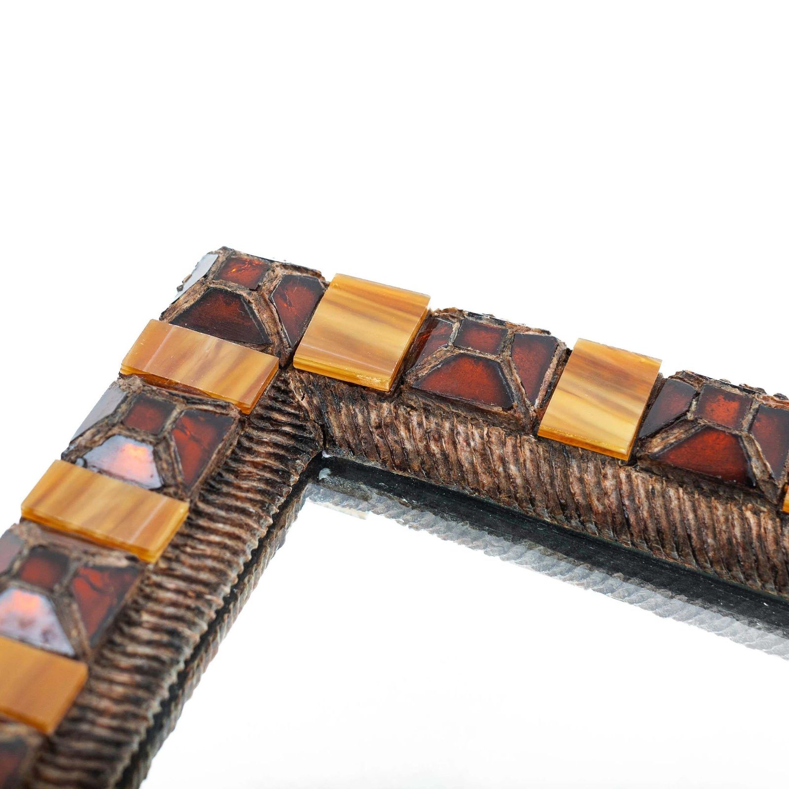 French Mid Centruy Resin Glass Mosaic Mirror In The Style Of Line Vautrin 1960s photo 3005.0