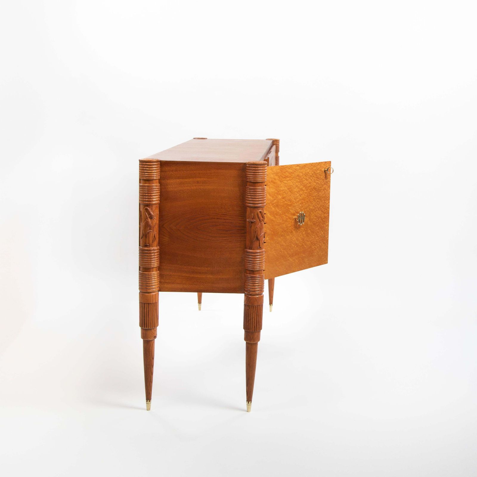 Italian Artistic Oak Sideboard With Naturalistic Carvings By Pierluigi Colli 40s photo 13965.0