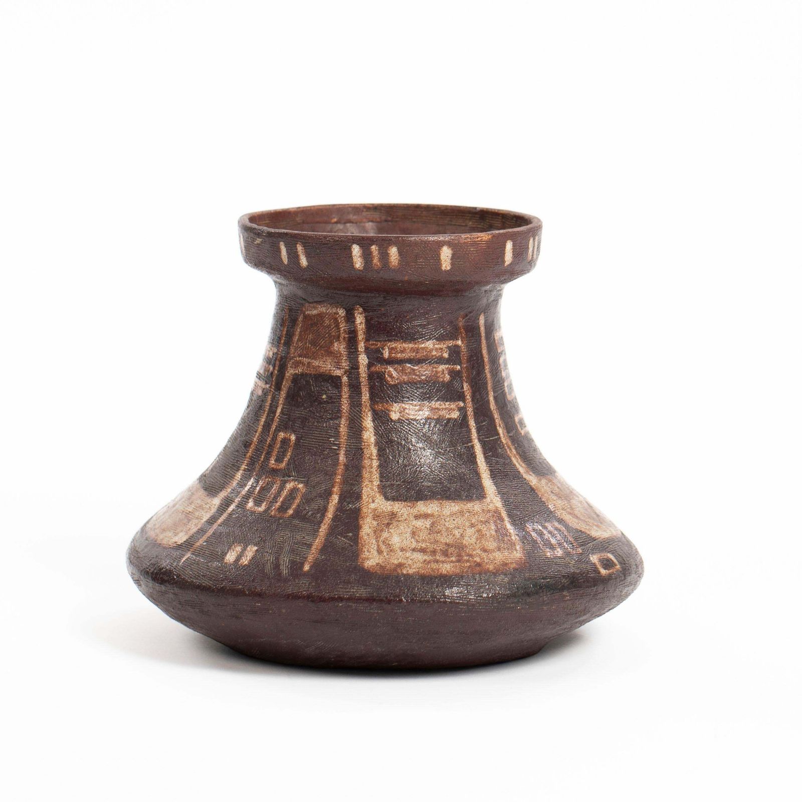 Italian Mid Century Ceramic Vase In Etruscan Style In By Mariano Pieroni 1950s photo for sale