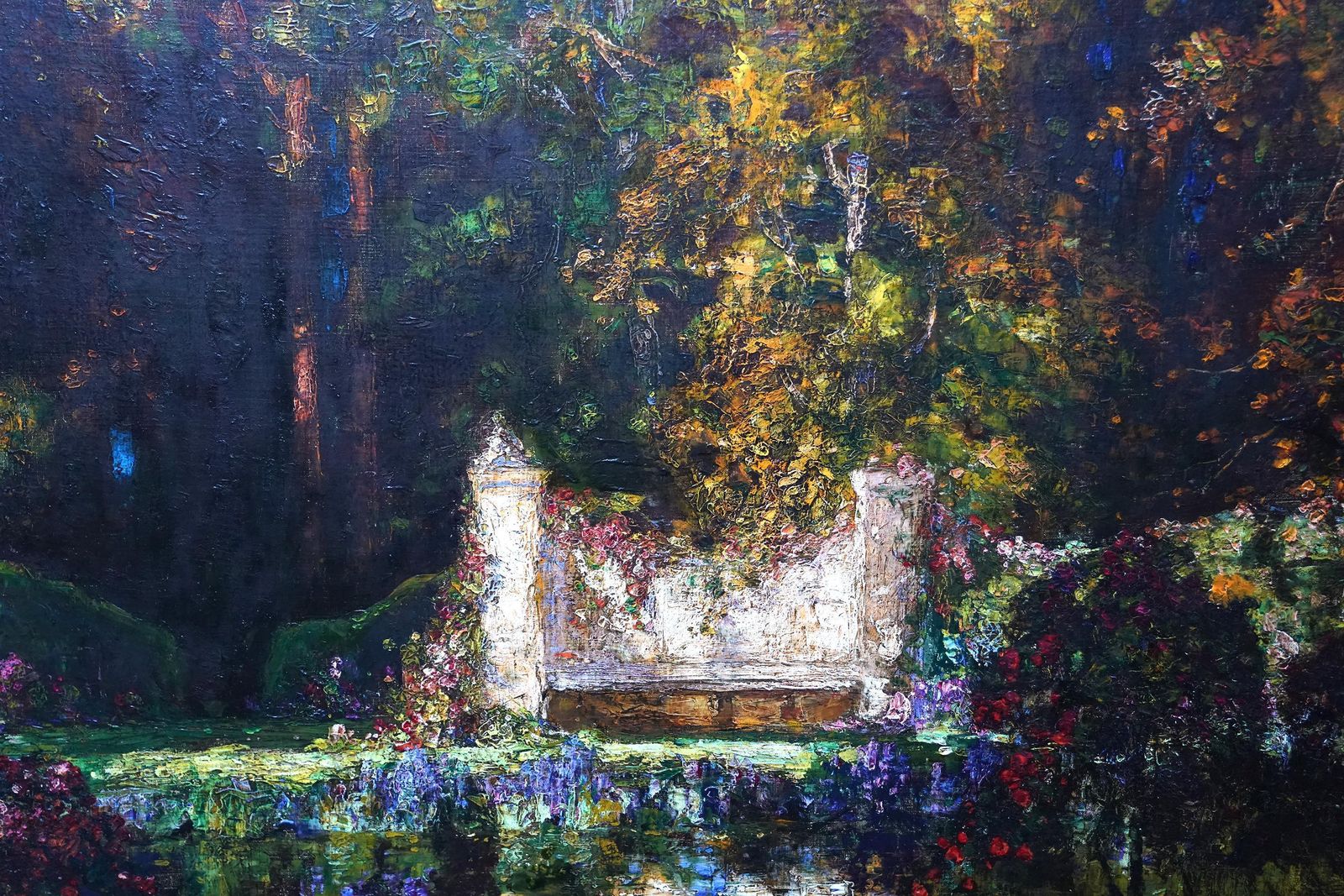 Tom Mostyngarden Landscape With Pool   British 1920's Impressionist Art Oil Paintingcirca 1920 photo Art
