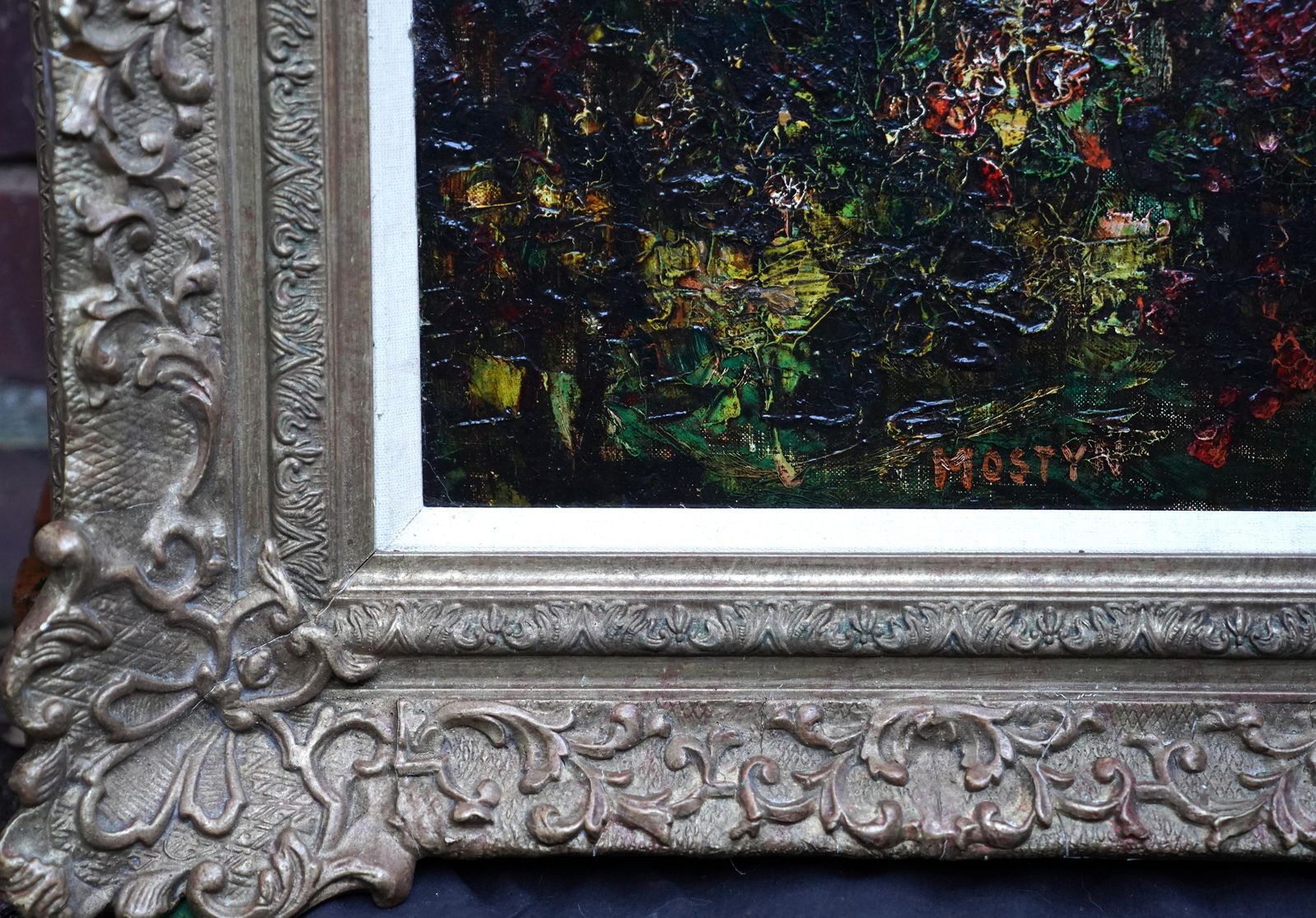 photo vintage Tom Mostyngarden Landscape With Pool   British 1920's Impressionist Art Oil Paintingcirca 1920
