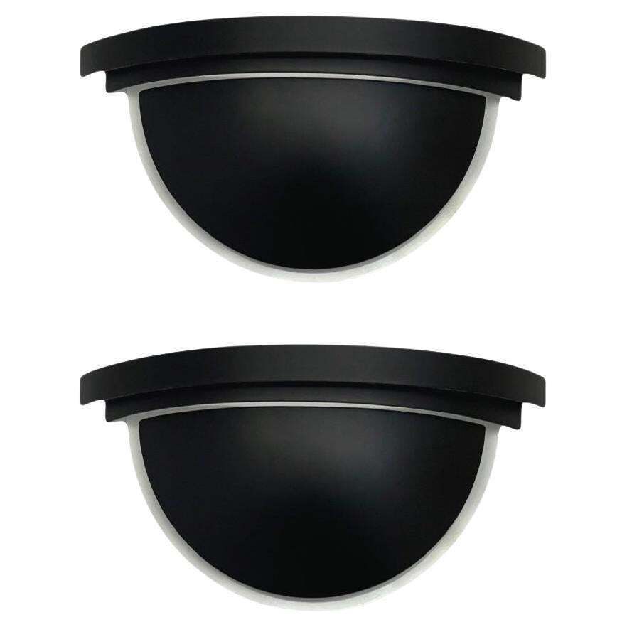 Postmodern Black Metal Pair Of Spanish Wall Sconces By Estiluz, Barcelona, 1980s