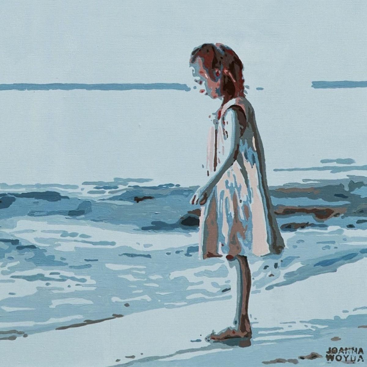 Joanna Woydaon The Shore. Figurative Acrylic Painting, Minimalism, Pop Art, Polish Art2024 photo for sale