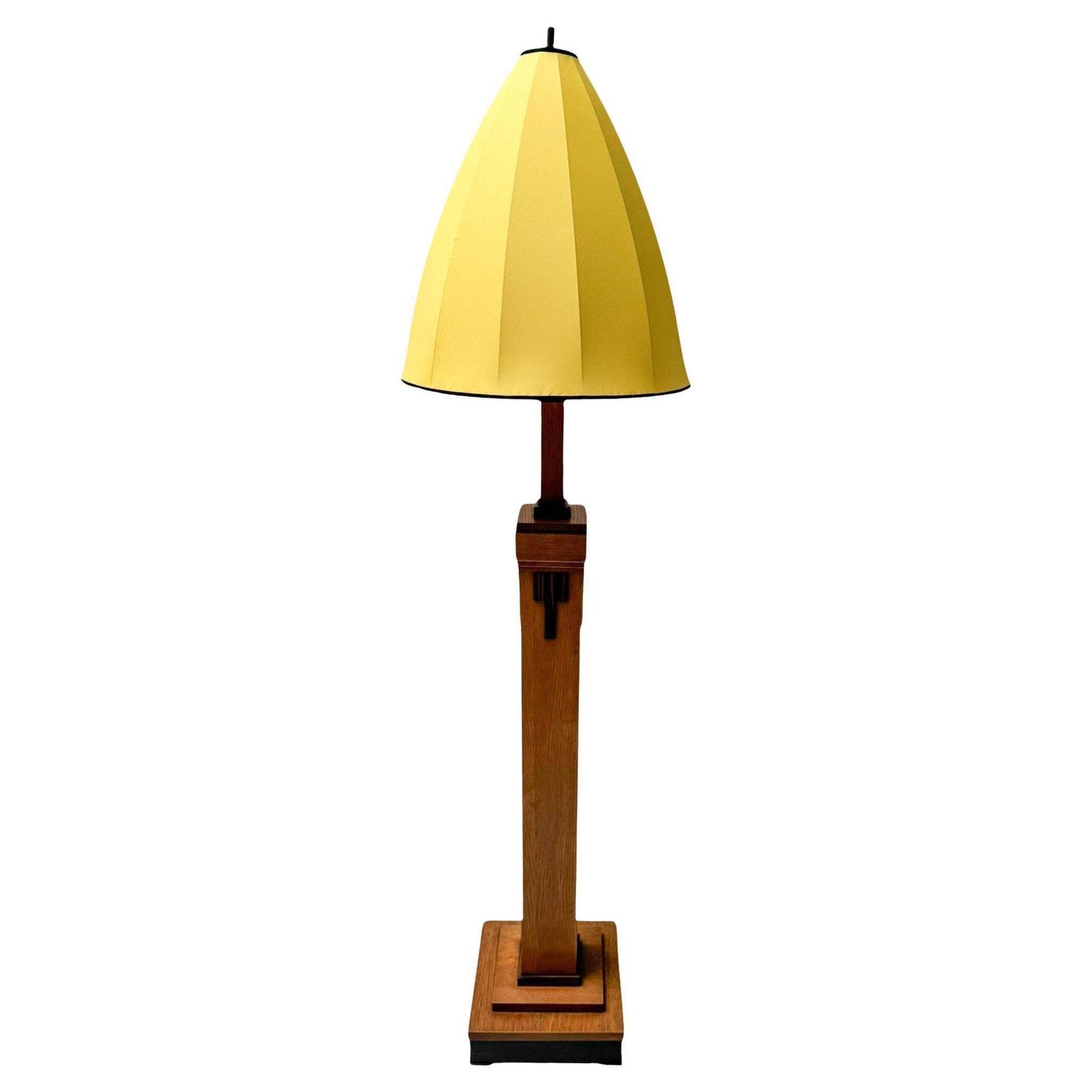 Art Deco Modernist Floor Lamp With Shantung Silk Shade, 1920s