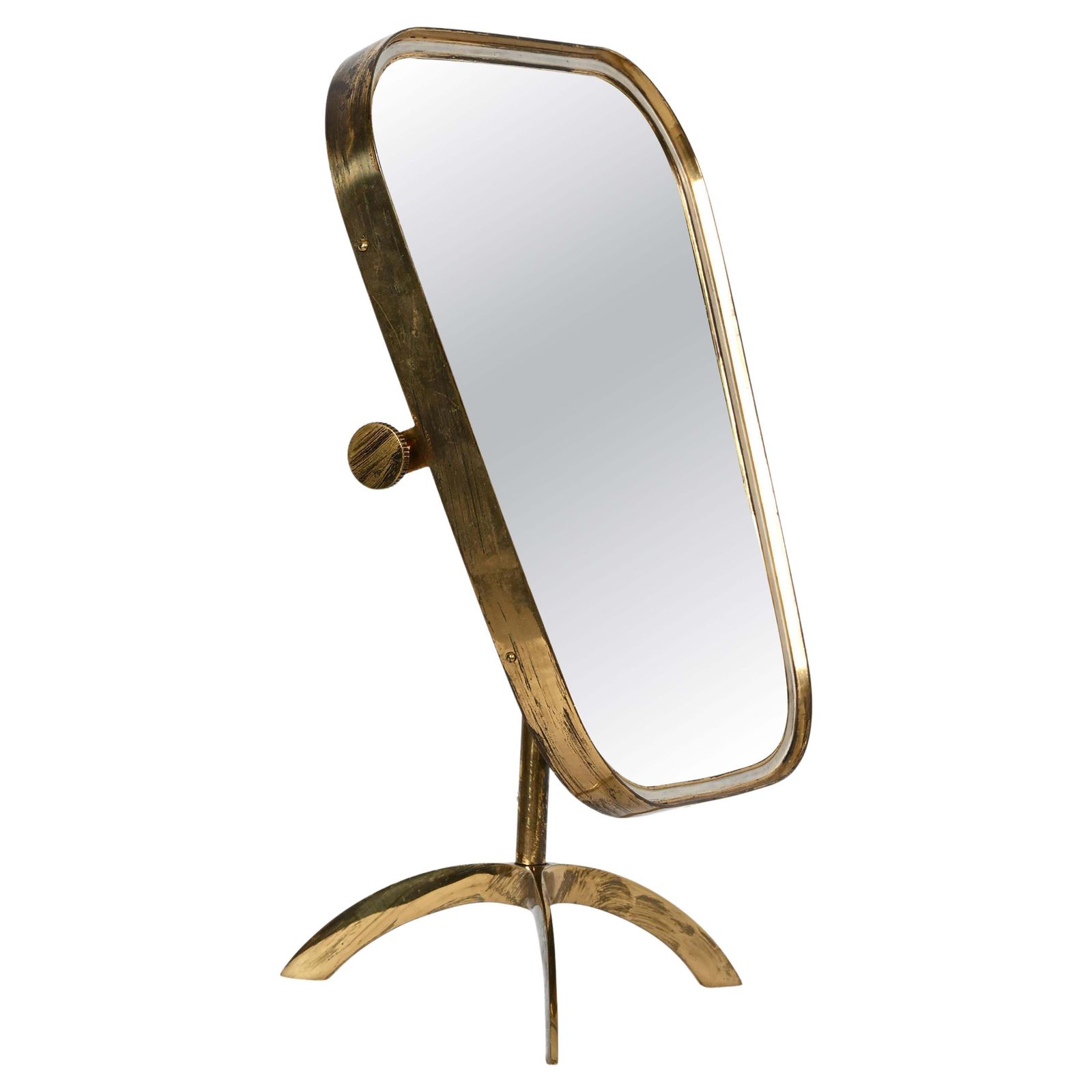 Rare Large Midcentury Brass Vanity Mirror