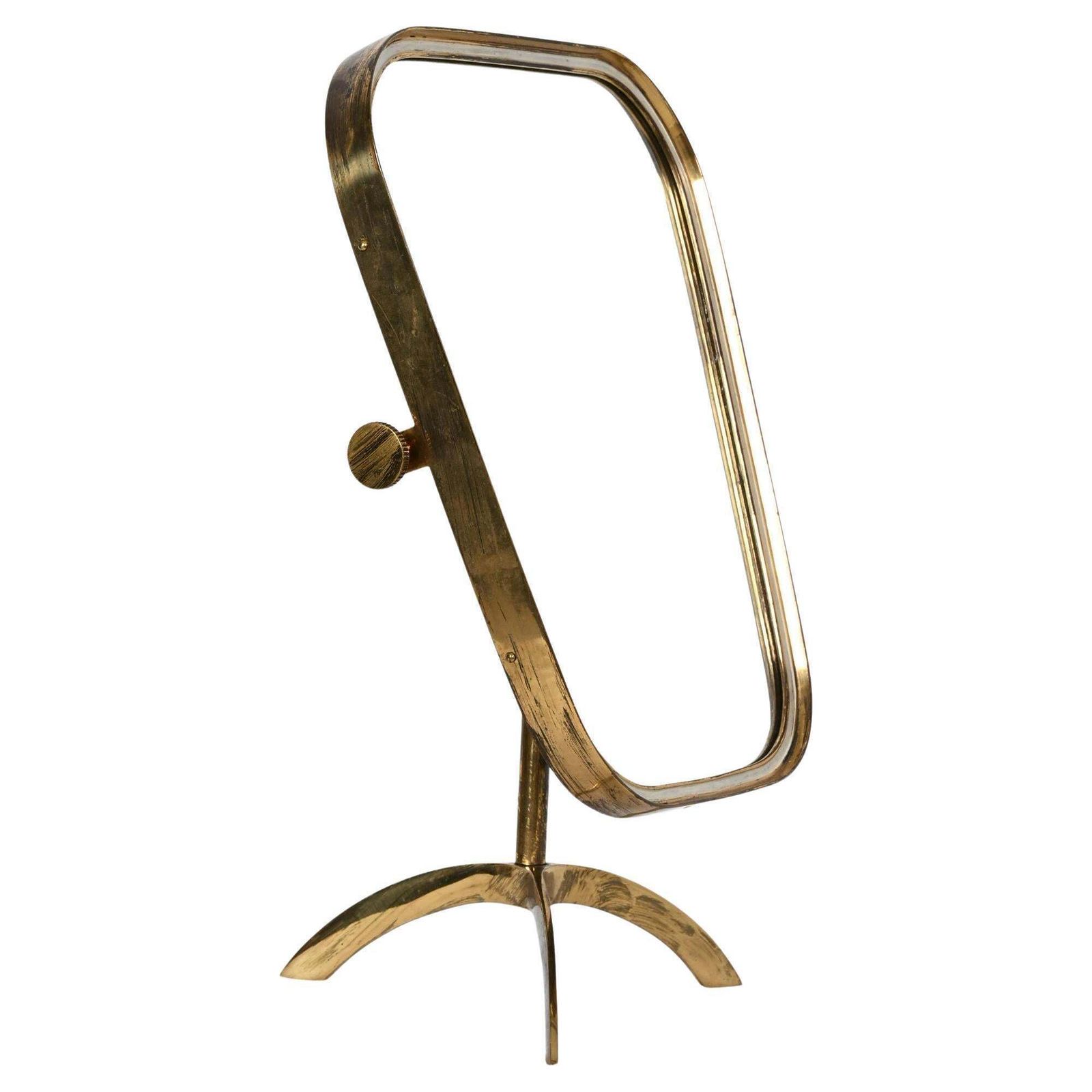 Rare Large Midcentury Brass Vanity Mirror photo furniture