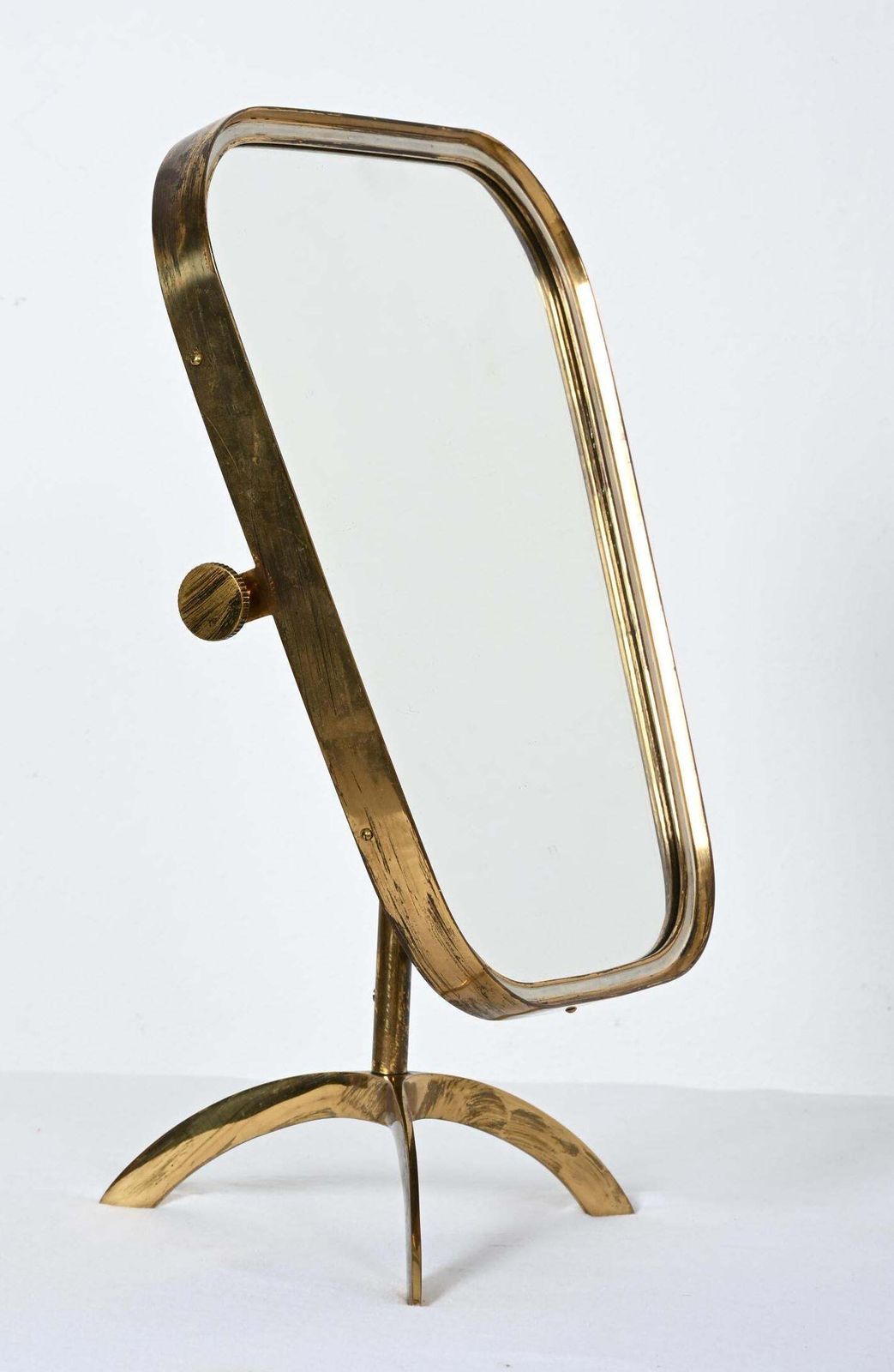 Rare Large Midcentury Brass Vanity Mirror photo Home Decor