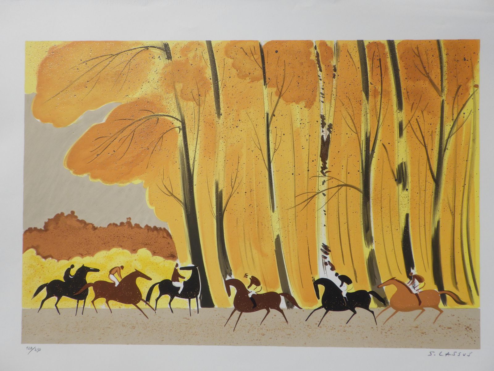 Serge Lassushorses : Horse Riding In Autumn   Original Lithograph, Handsigned & Ltd /2501982 photo furniture