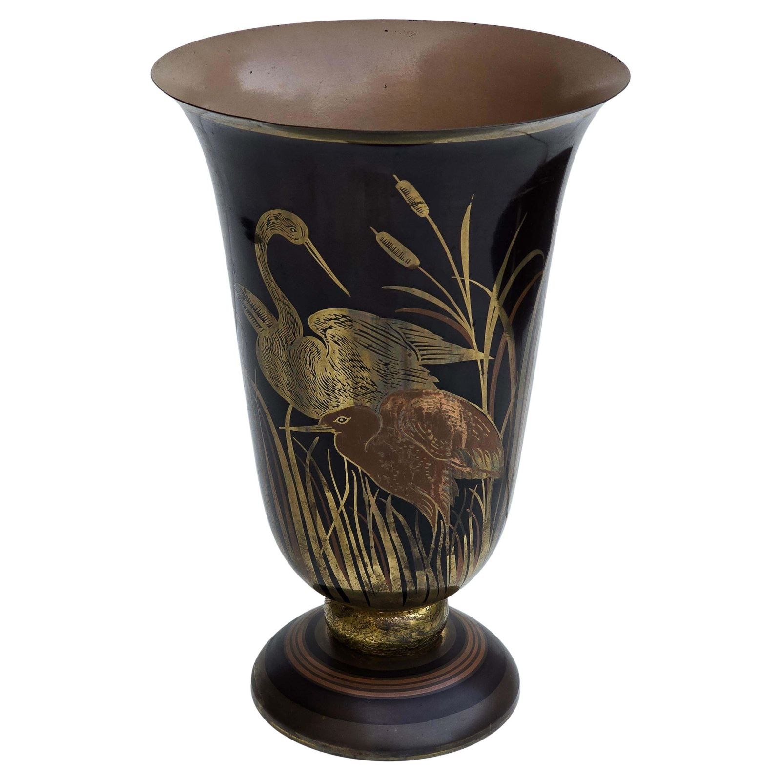 French Art Deco Lacquered And Gilded Lamp Base By A. Ducobu, Circa 1930