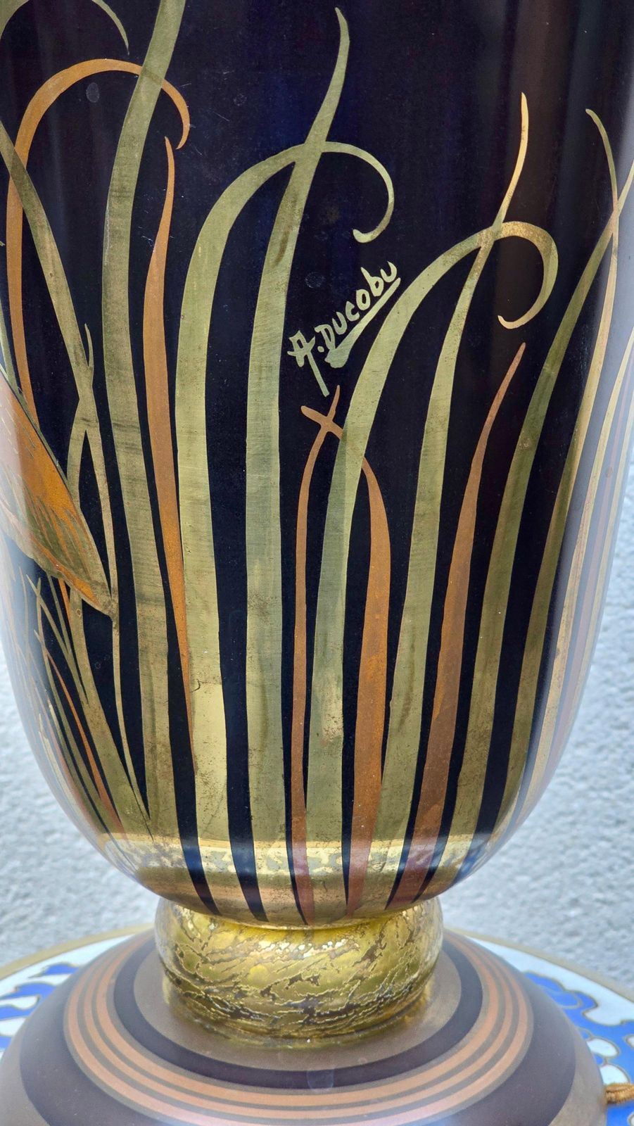 French Art Deco Lacquered And Gilded Lamp Base By A. Ducobu, Circa 1930 photo 2386.0