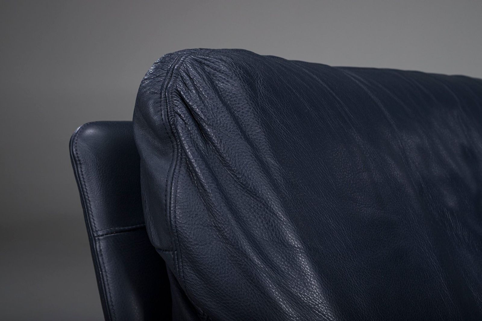 photo furniture Danish 3 Seater Sofa In Teak And Navy Leather By Komfort, 1970s