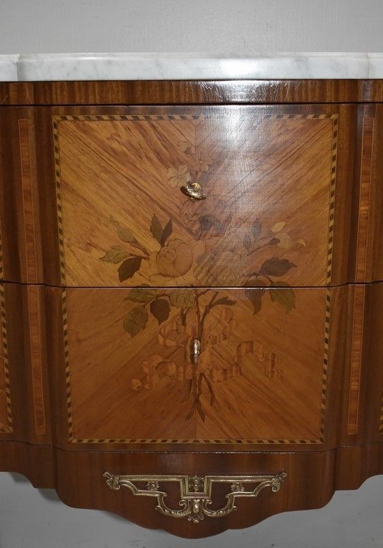 Commode Louis XV Louis XVI Transition In 20th Century Marquetry photo 1784.99