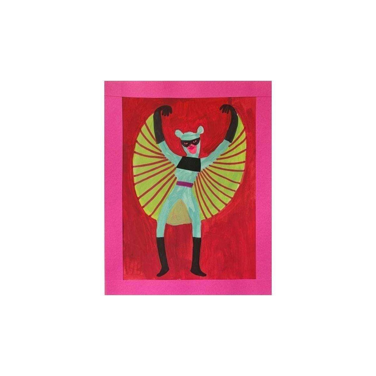 A Bat Woman Papercut And Gouache Artwork Super Hero Figurative Wonder Woman 2025 photo furniture