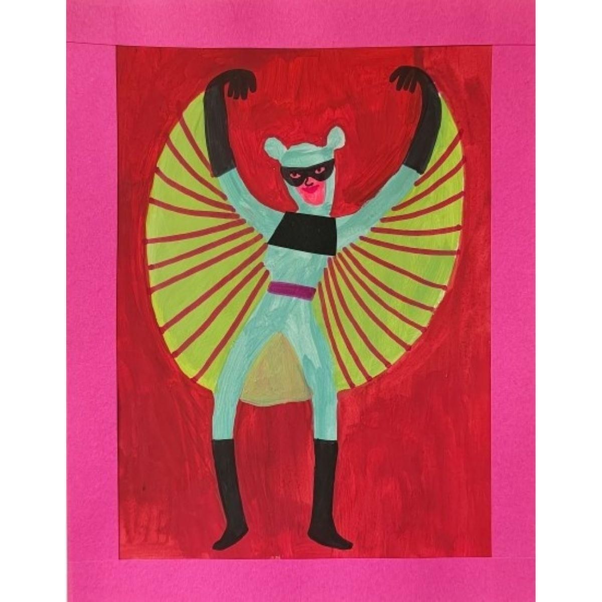 A Bat Woman Papercut And Gouache Artwork Super Hero Figurative Wonder Woman 2025 photo for sale