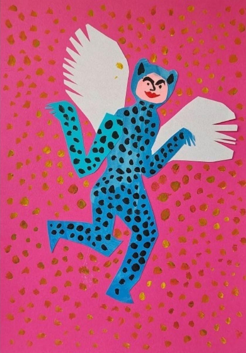 A Panthero Fly Papercut And Gouache Artwork Animal Figurative Polish Artist 2025 photo Art