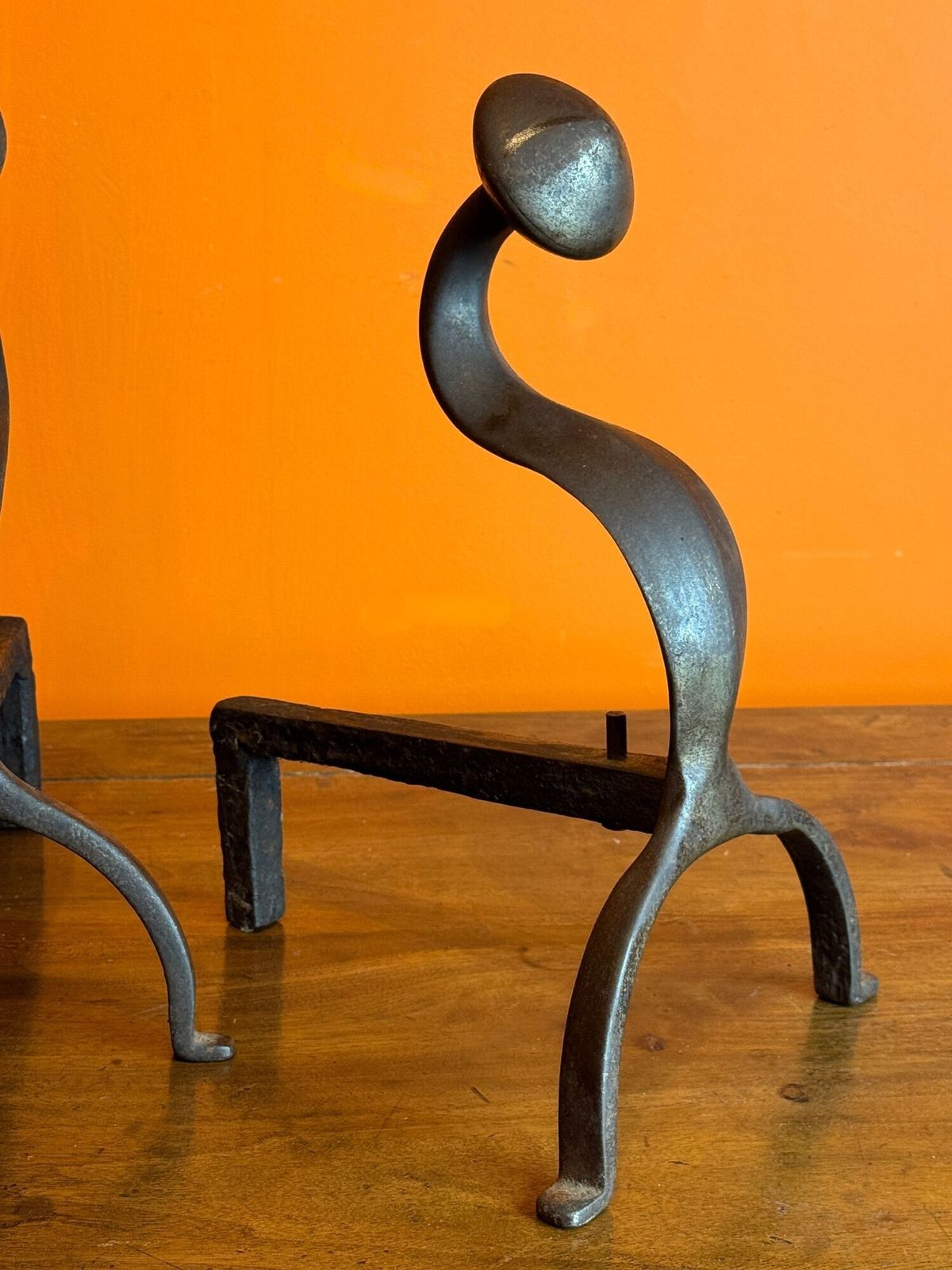 Pair Of Arts & Crafts Wrought Iron Andirons photo furniture