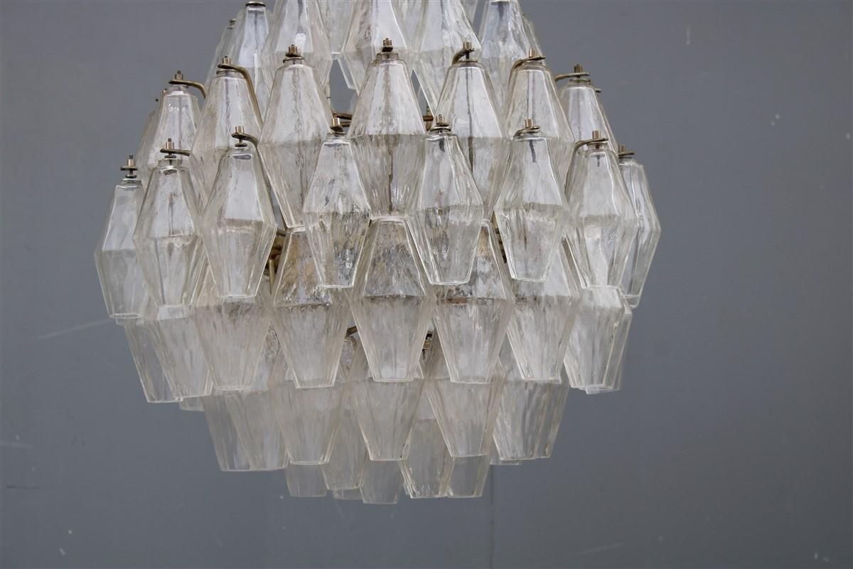 Round Murano Glass Venini Chandelier Poliedro 1950s Trasparent Italian Design photo furniture