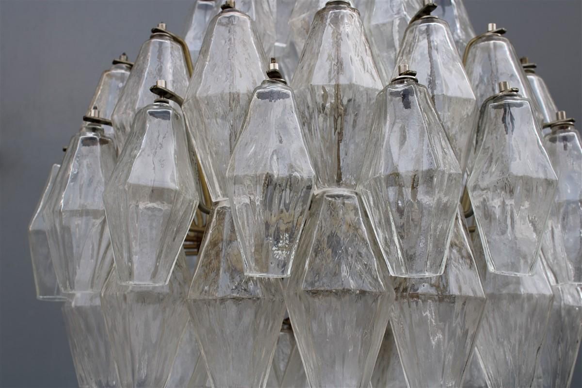 Round Murano Glass Venini Chandelier Poliedro 1950s Trasparent Italian Design photo vinterior