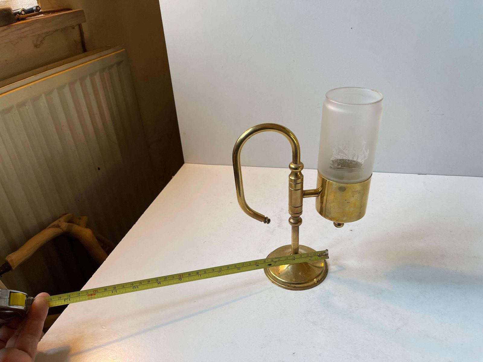 Vintage Maritime Oil Lamp In Brass & Glass By Cawa Denmark photo buy