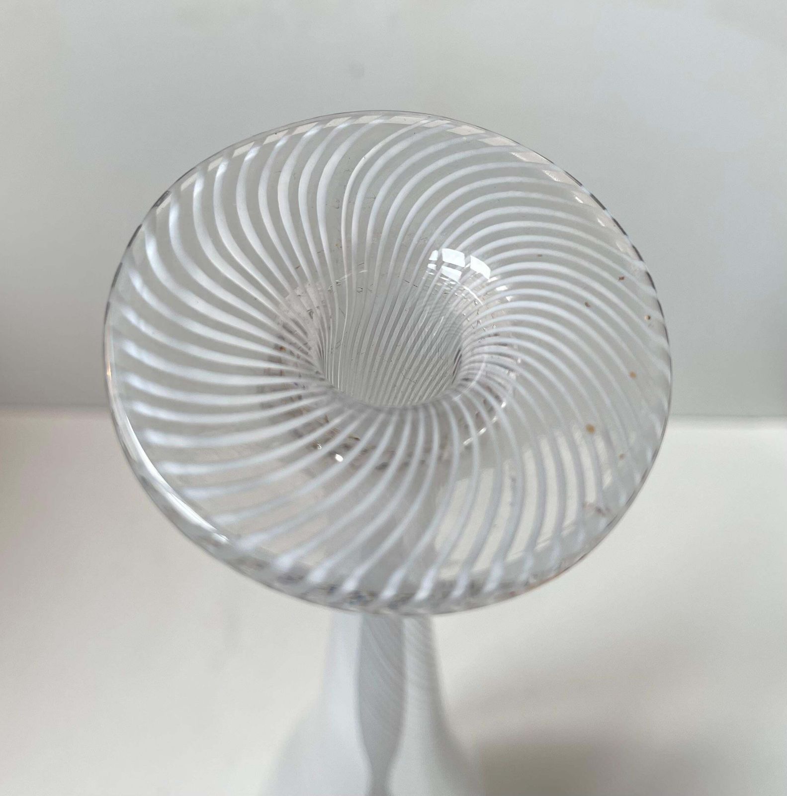 Tall & Lean White Swirl Art Glass Vase In The Style Of Dino Martens photo Home Decor