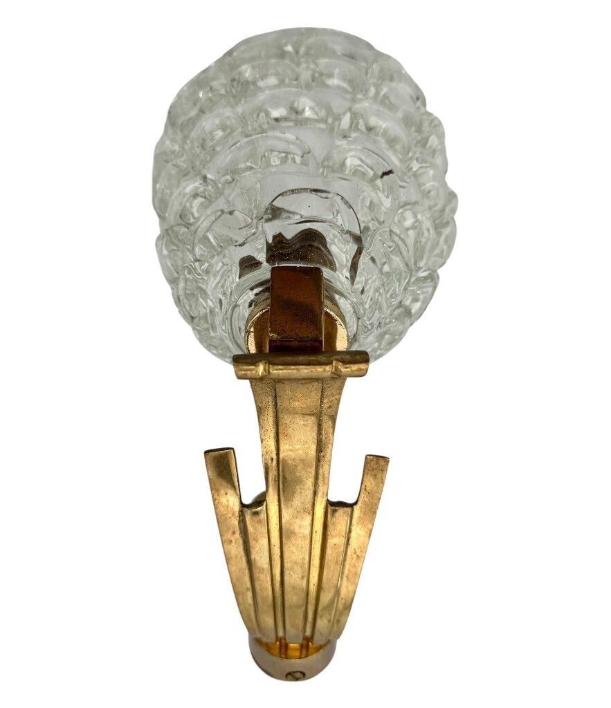 Two Pairs Of Art Deco 1940s Barovier And Toso Murano Glass And Brass Wall Sconces photo vinterior