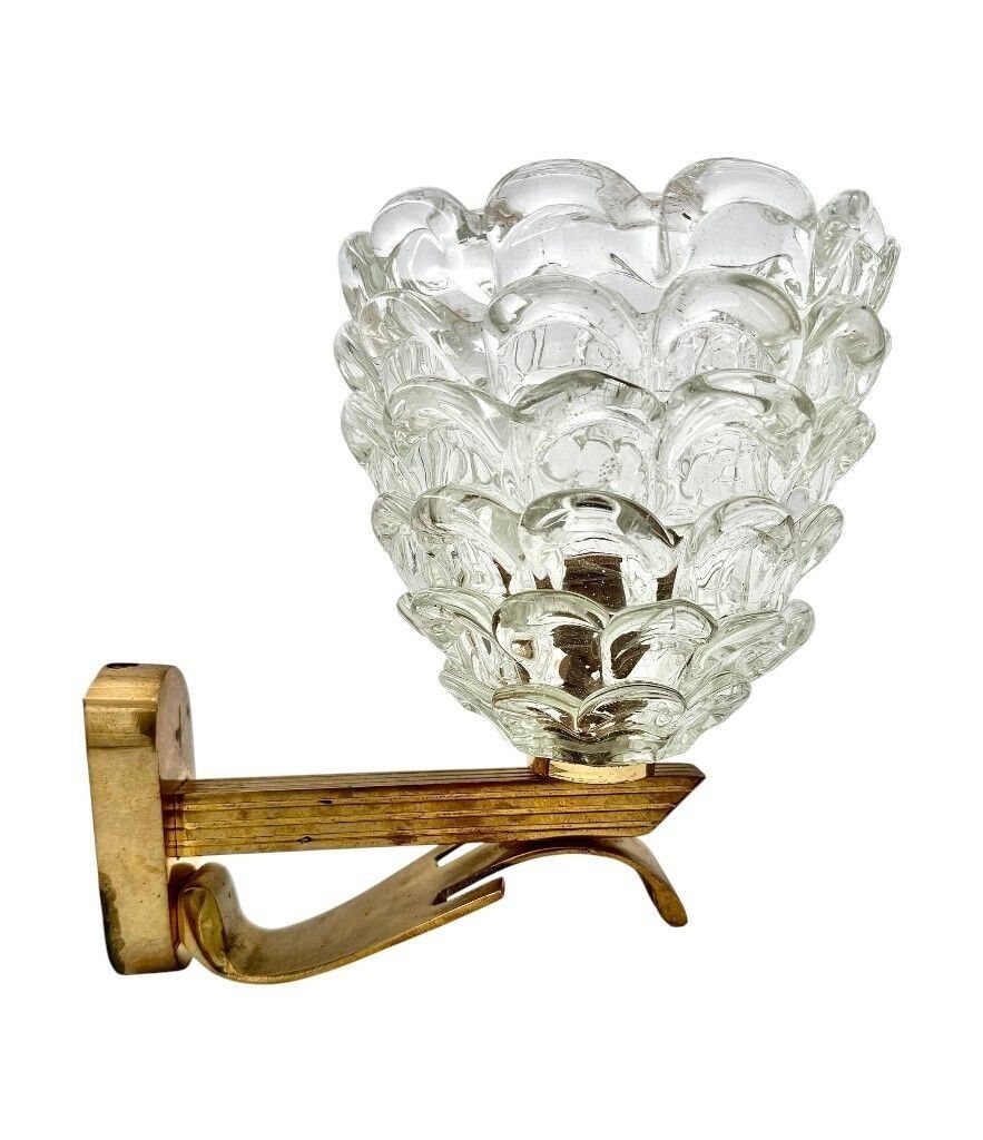 photo vintage Two Pairs Of Art Deco 1940s Barovier And Toso Murano Glass And Brass Wall Sconces