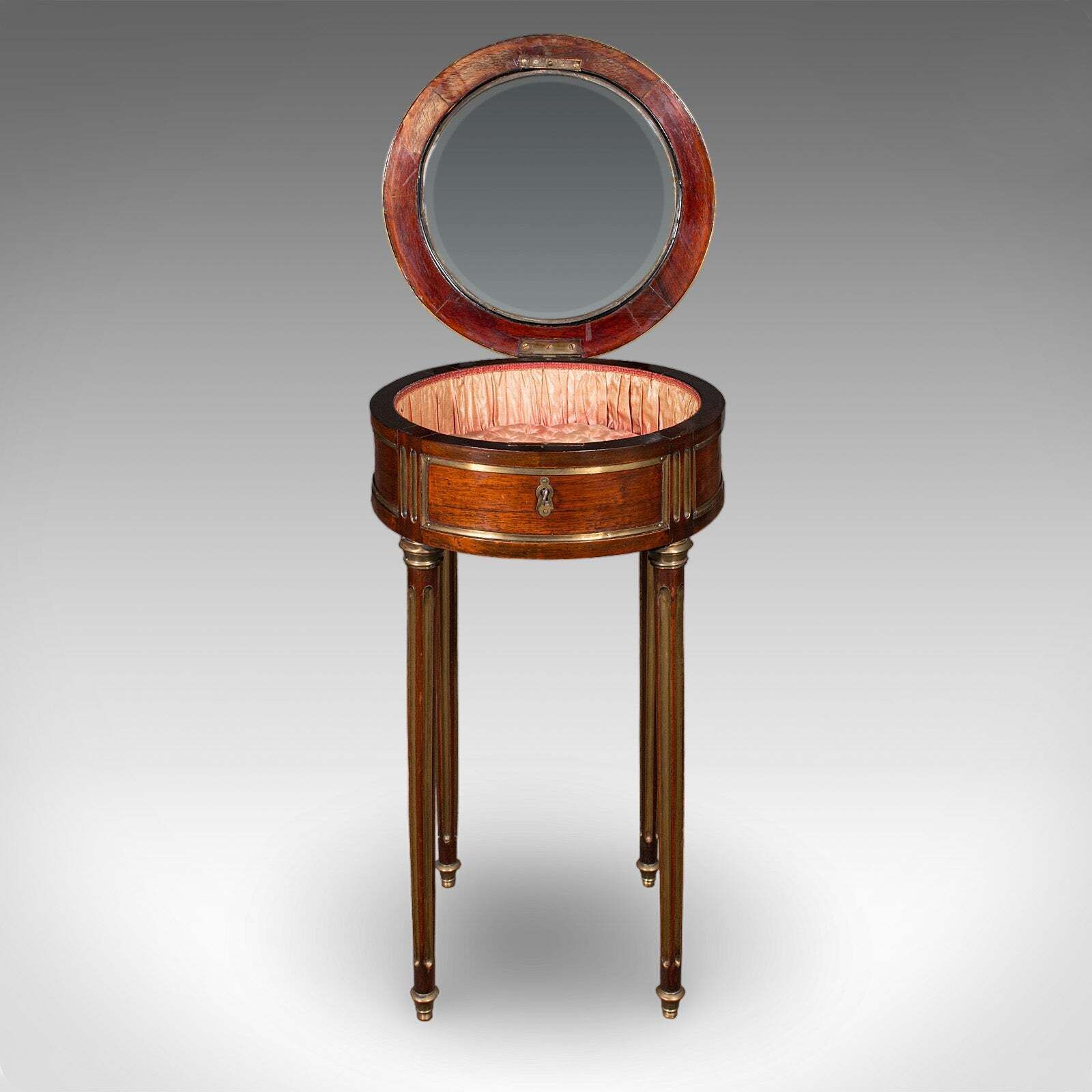 Antique Bijouterie Table, French Kingwood, Brass Glazed Vitrine, Victorian, 1870 photo for sale